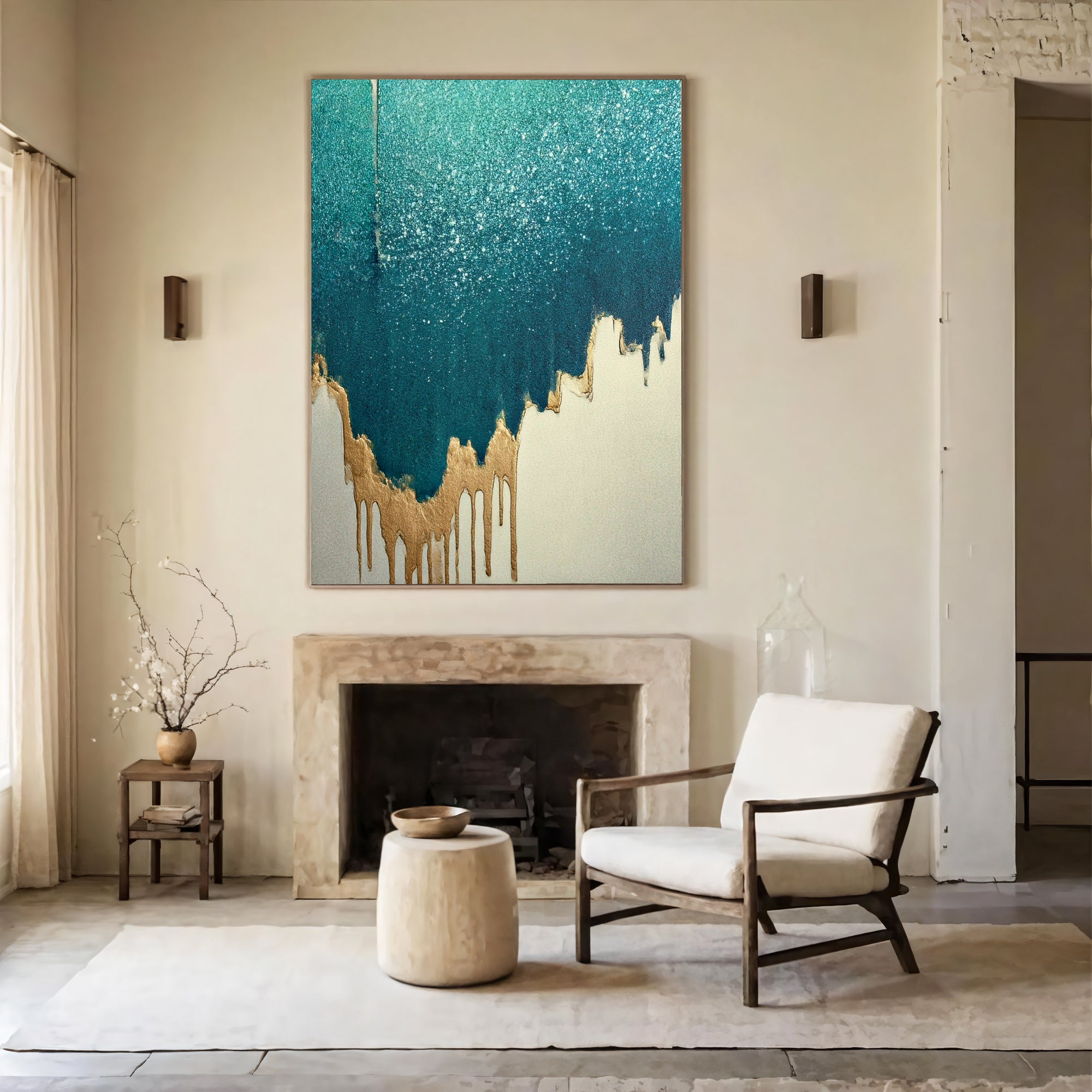 Textured Turquoise Splendor | Gilded Drips