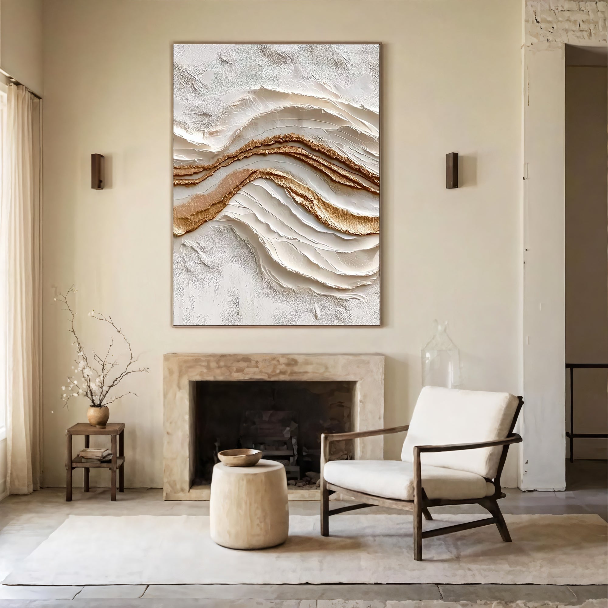 Textured Gilded Waves | Ivory Gold