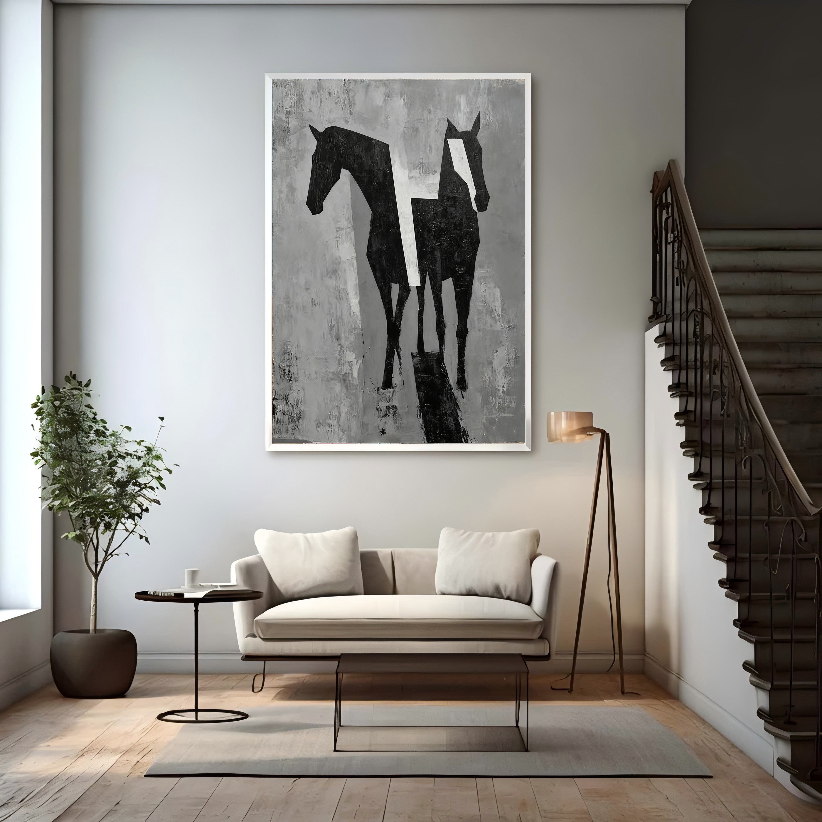 Textured Equine Geometry | Black White