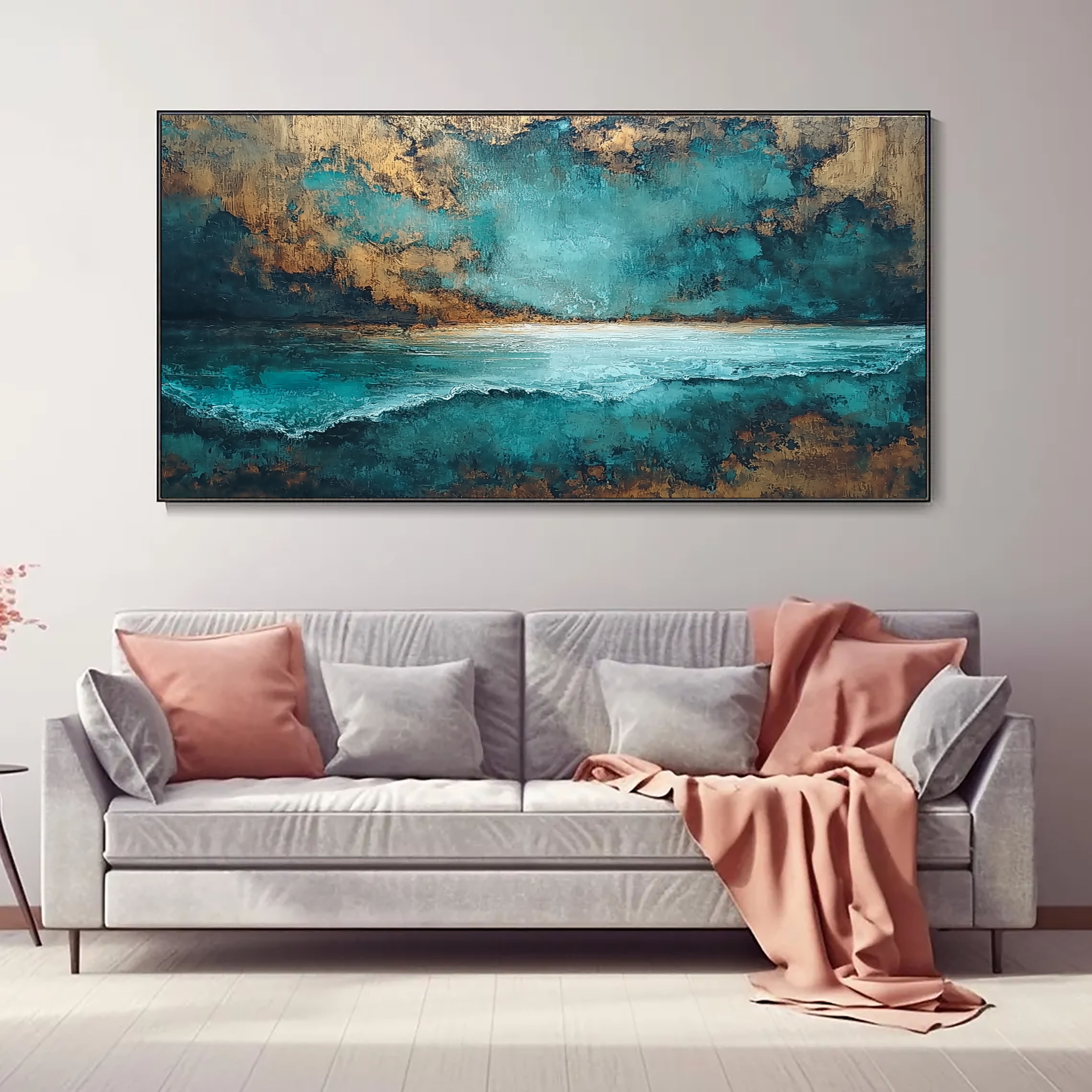 Textured Coastal Abstract | Teal Gold