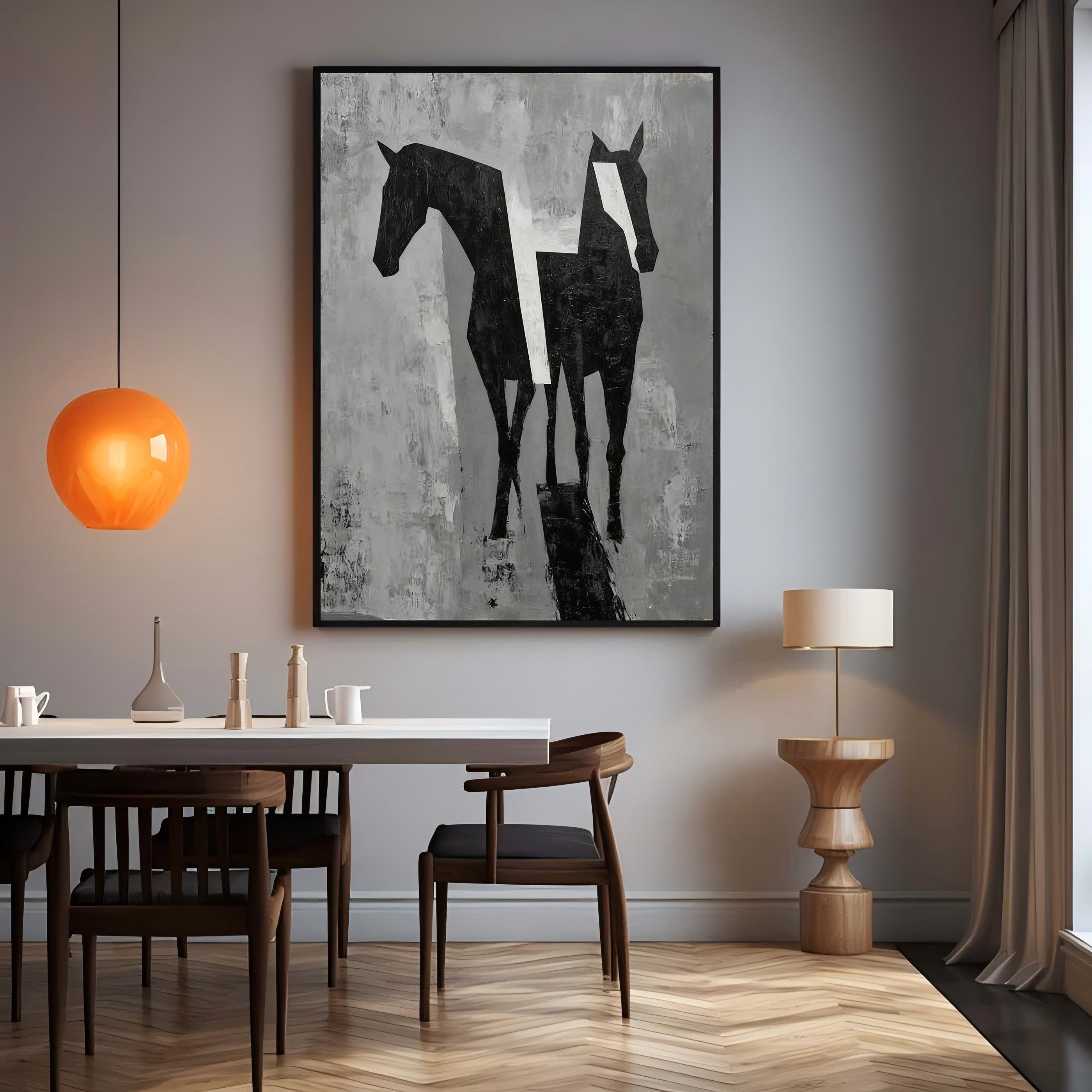 Textured Equine Geometry | Black White