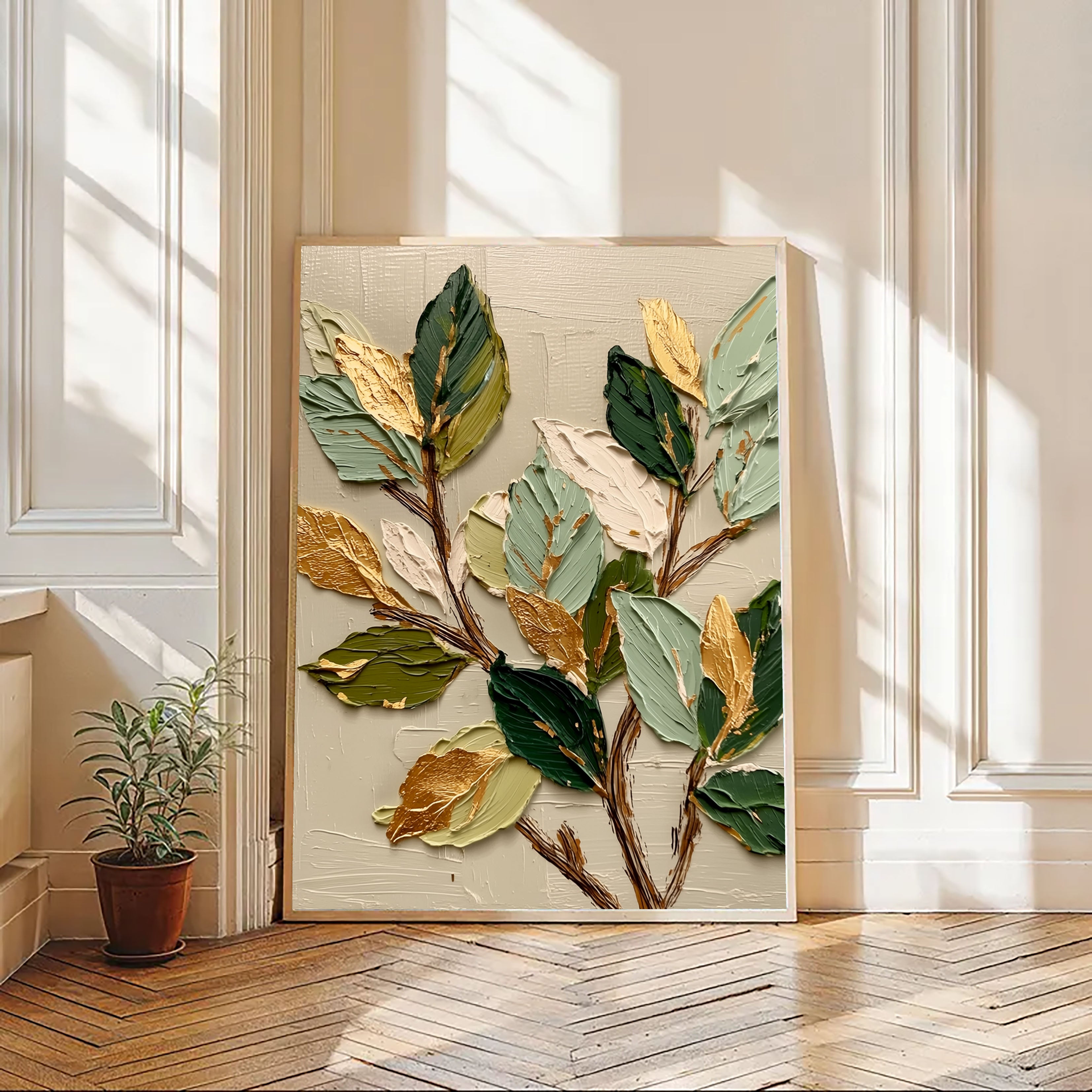 Textured Gilded Foliage | Green Gold