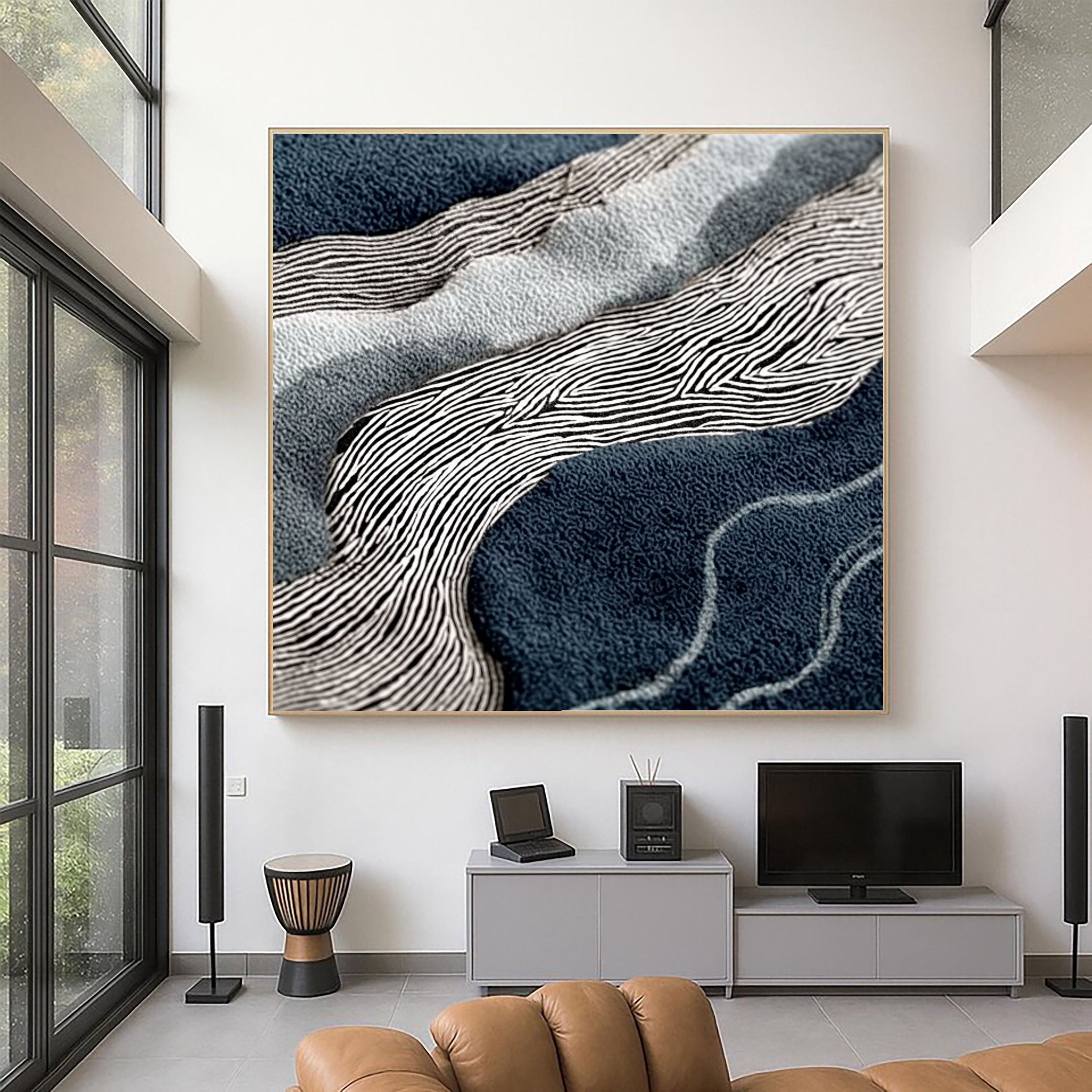 Textured Wave Contours | Navy White