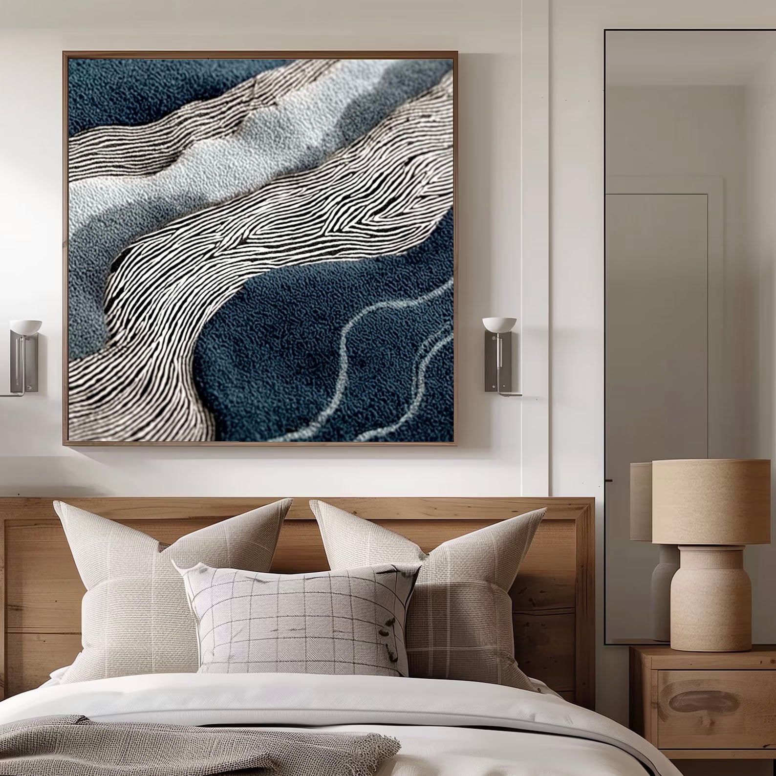 Textured Wave Contours | Navy White