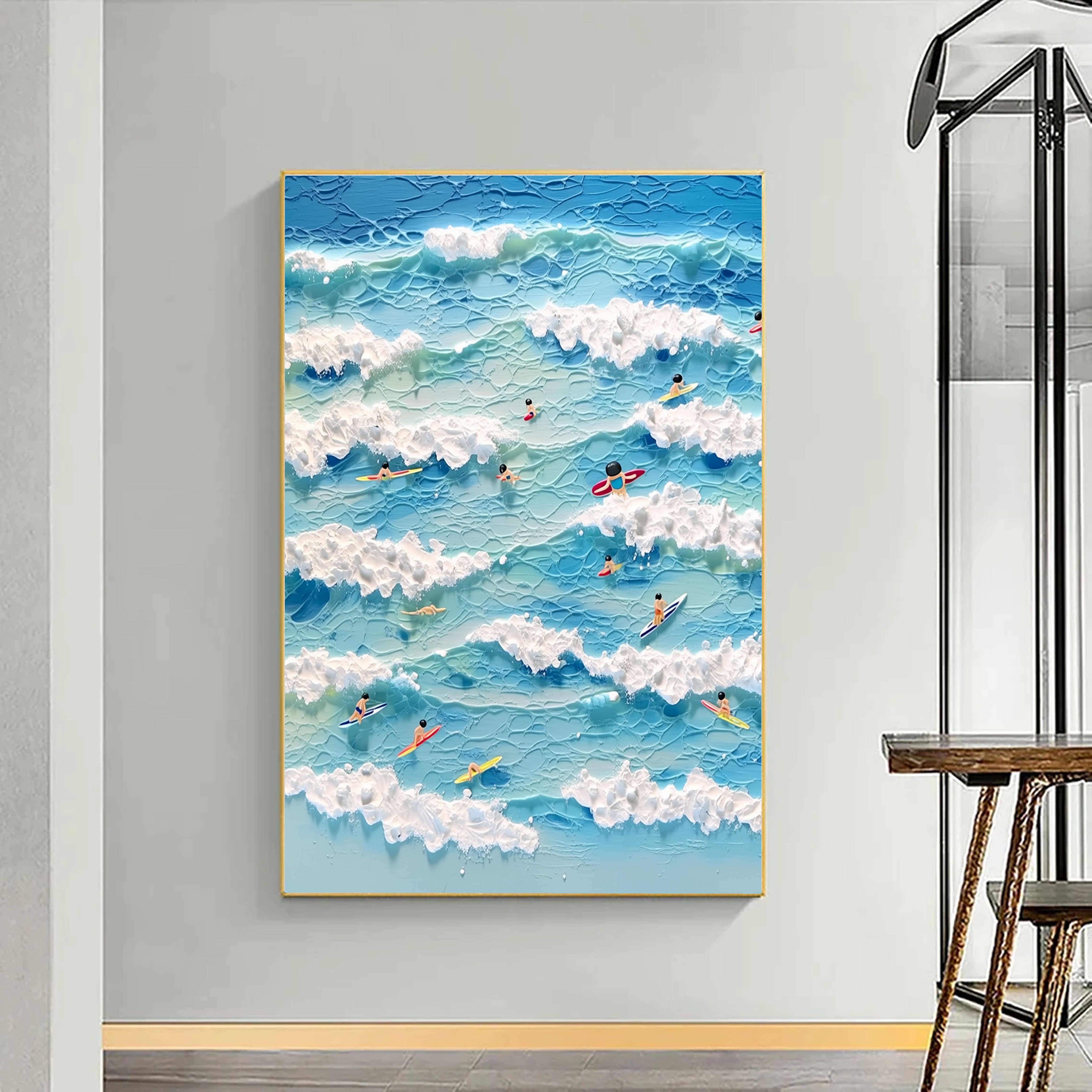 Strukturierte Verspielte Wellen | Blau Weiß