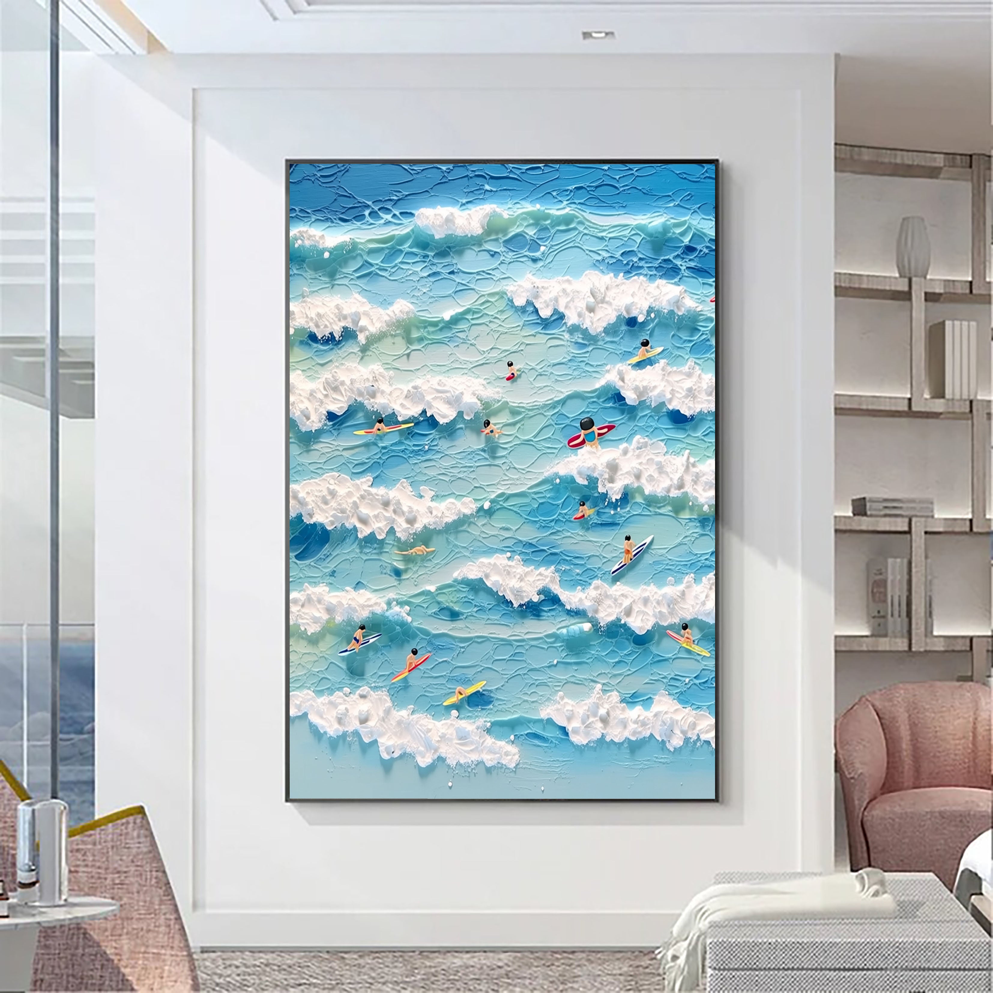 Textured Playful Waves | Blue White