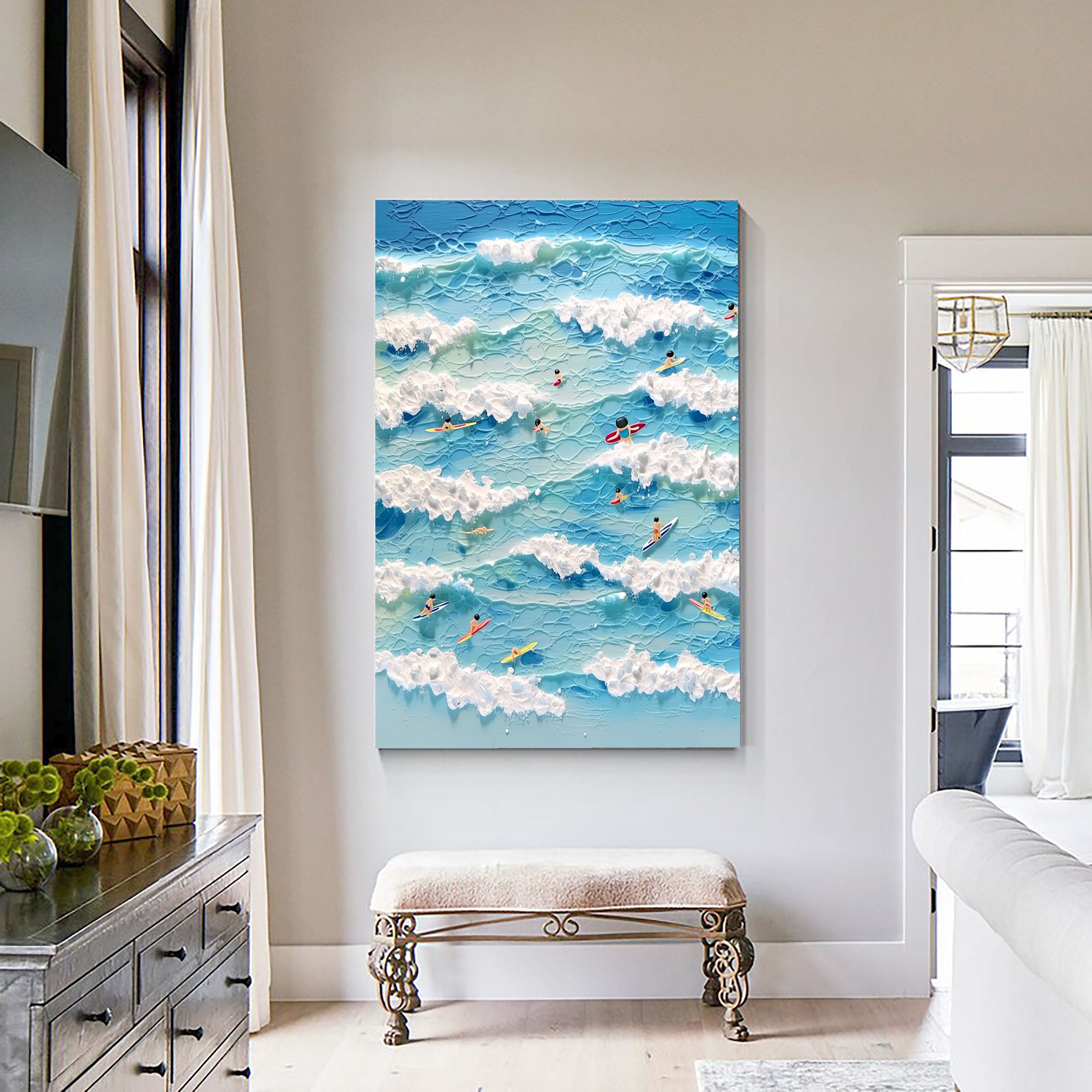 Textured Playful Waves | Blue White