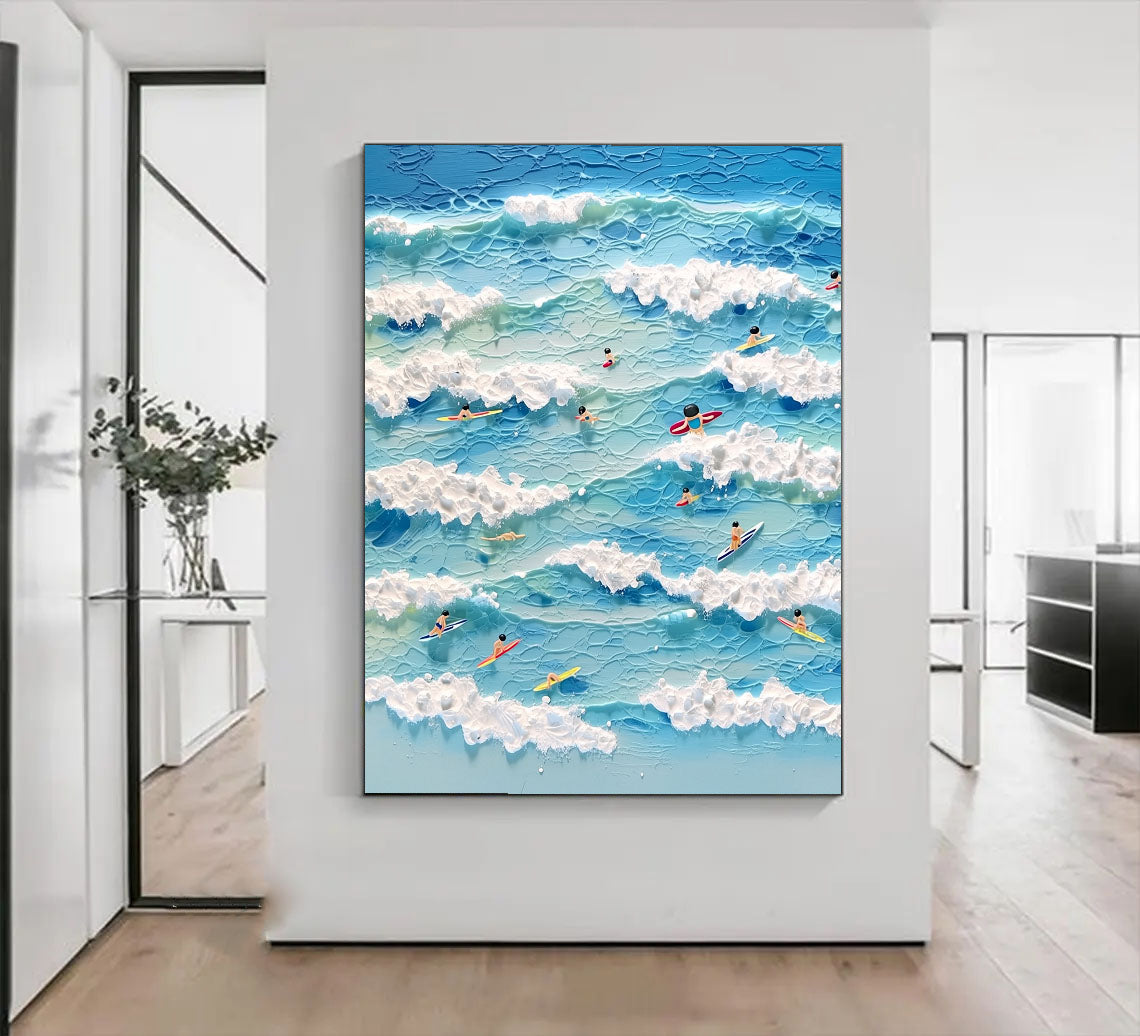 Textured Playful Waves | Blue White
