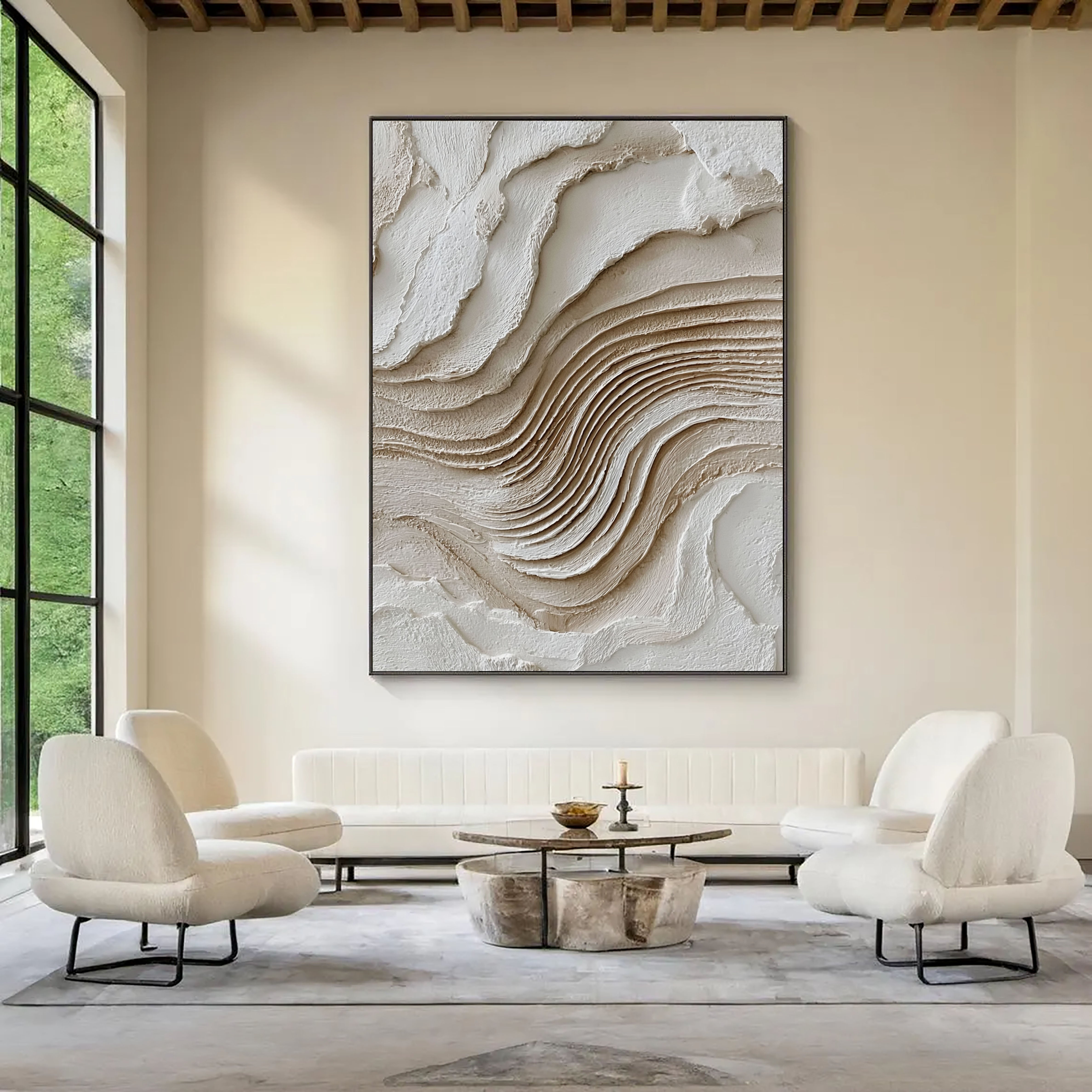 Textured Layered Waves | Neutral Cream