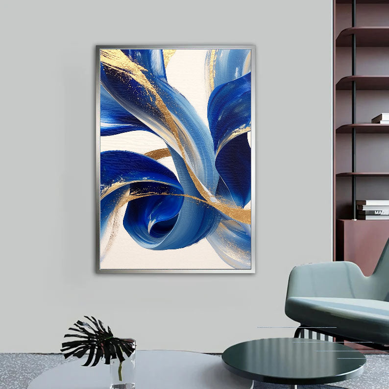 Textured Fluid Swirls | Blue Gold