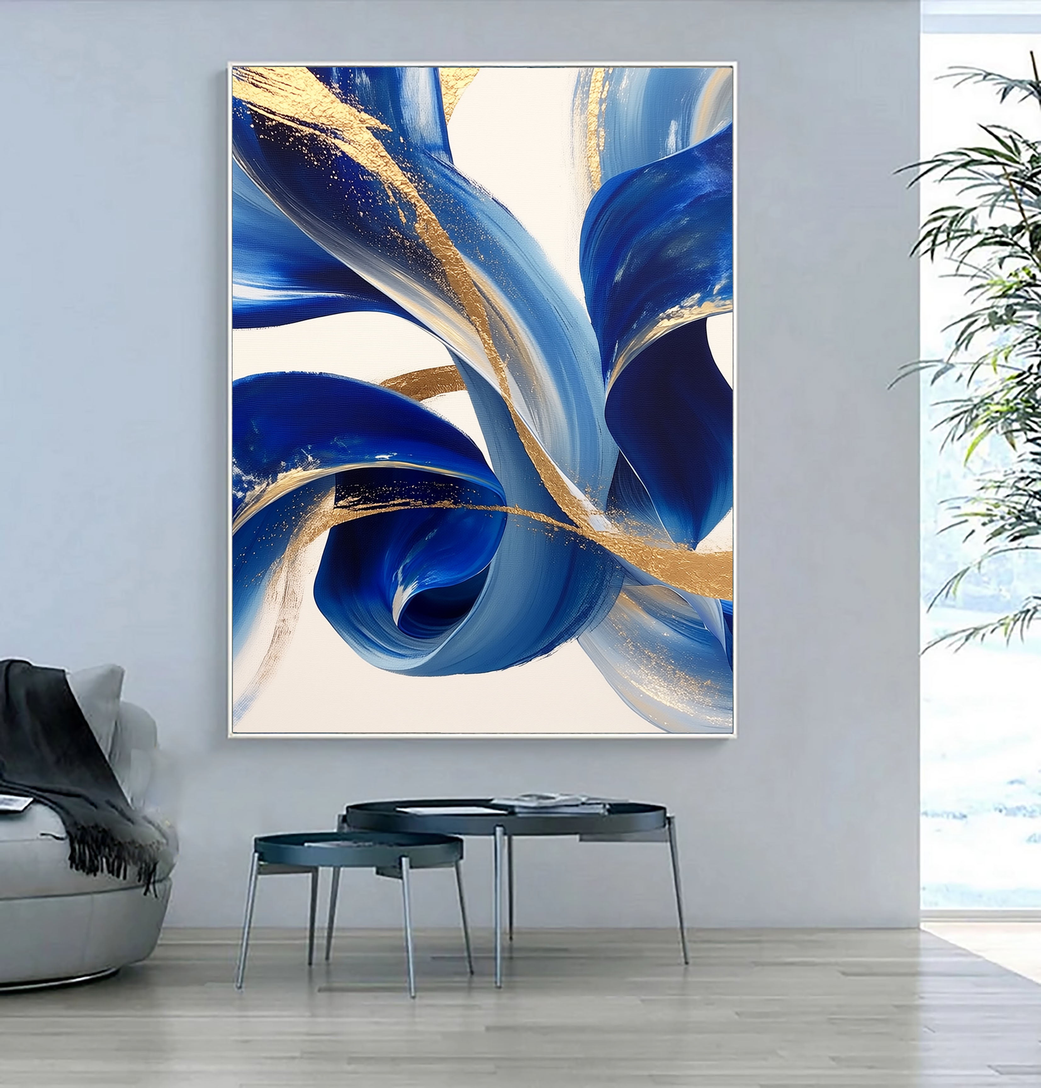 Textured Fluid Swirls | Blue Gold