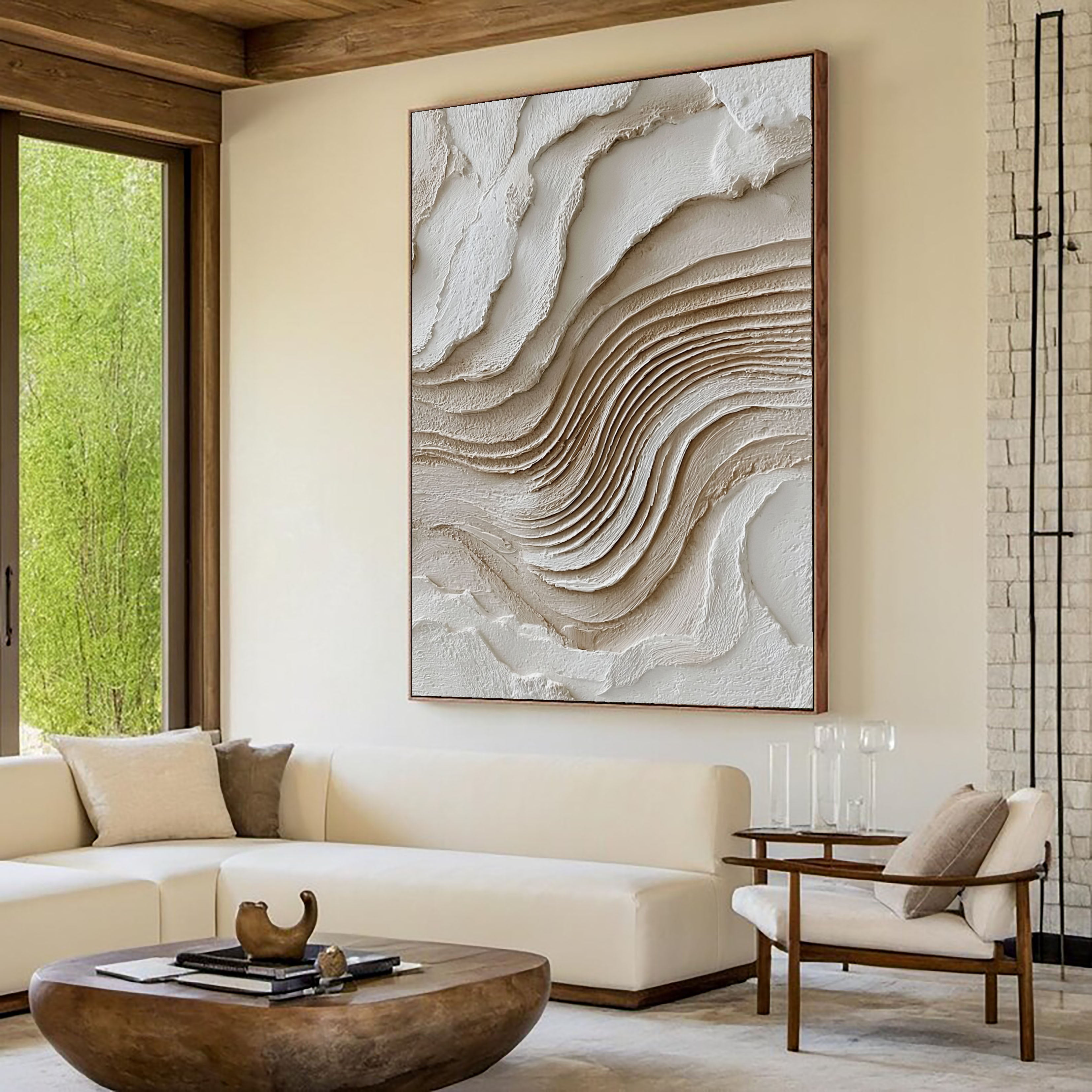 Textured Layered Waves | Neutral Cream
