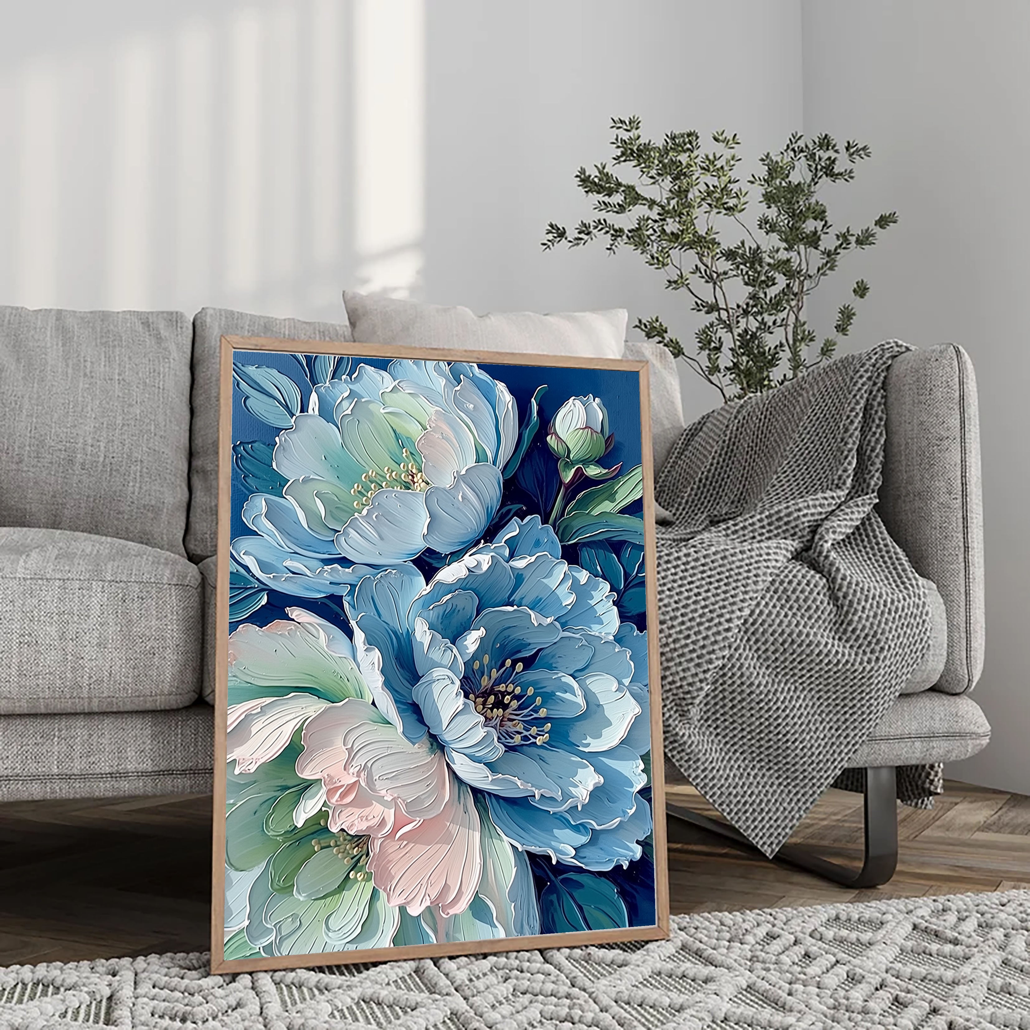 Texturierte Pfingstrosenblüten | Blau Rosa