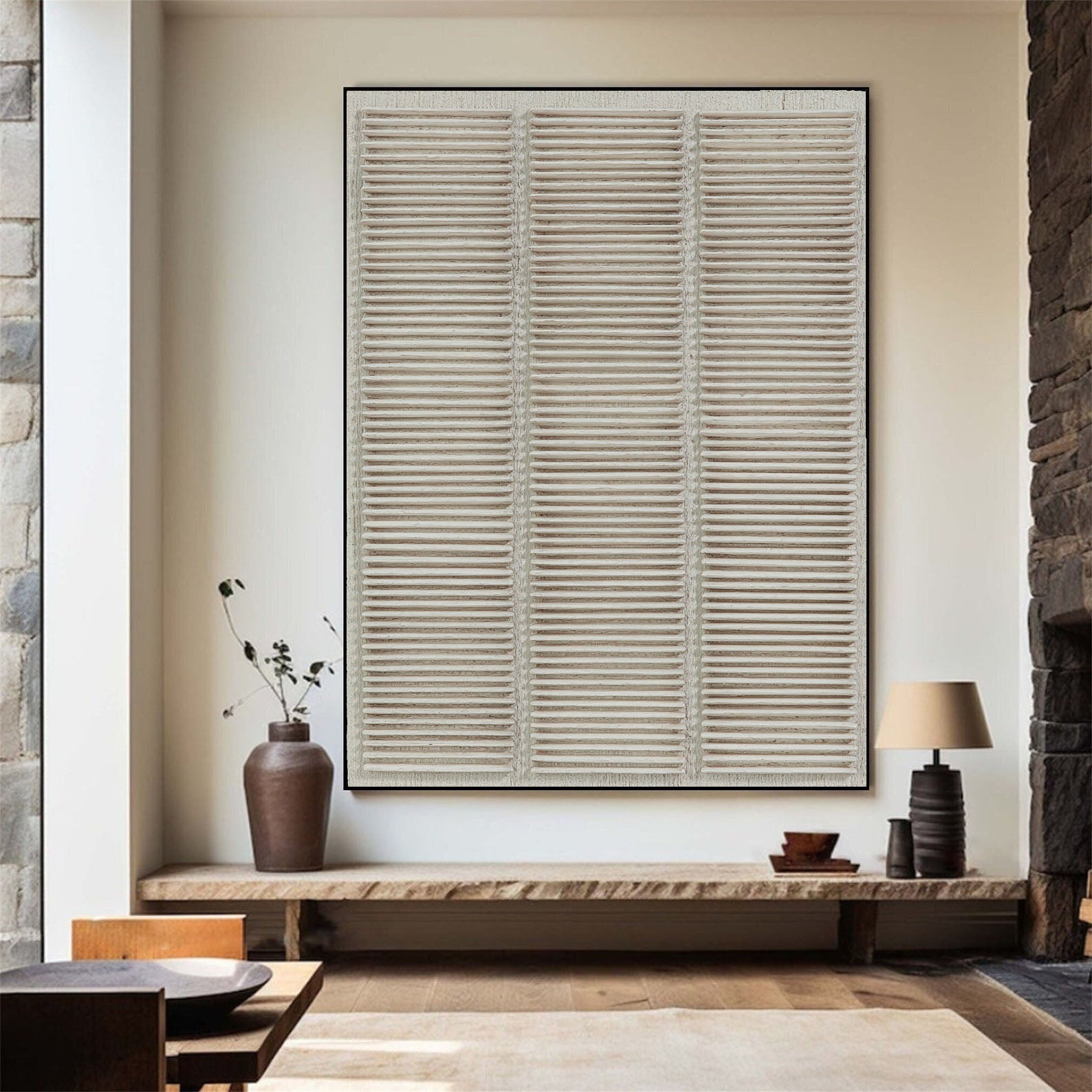 Textured Linear Stripes | Neutral Ivory