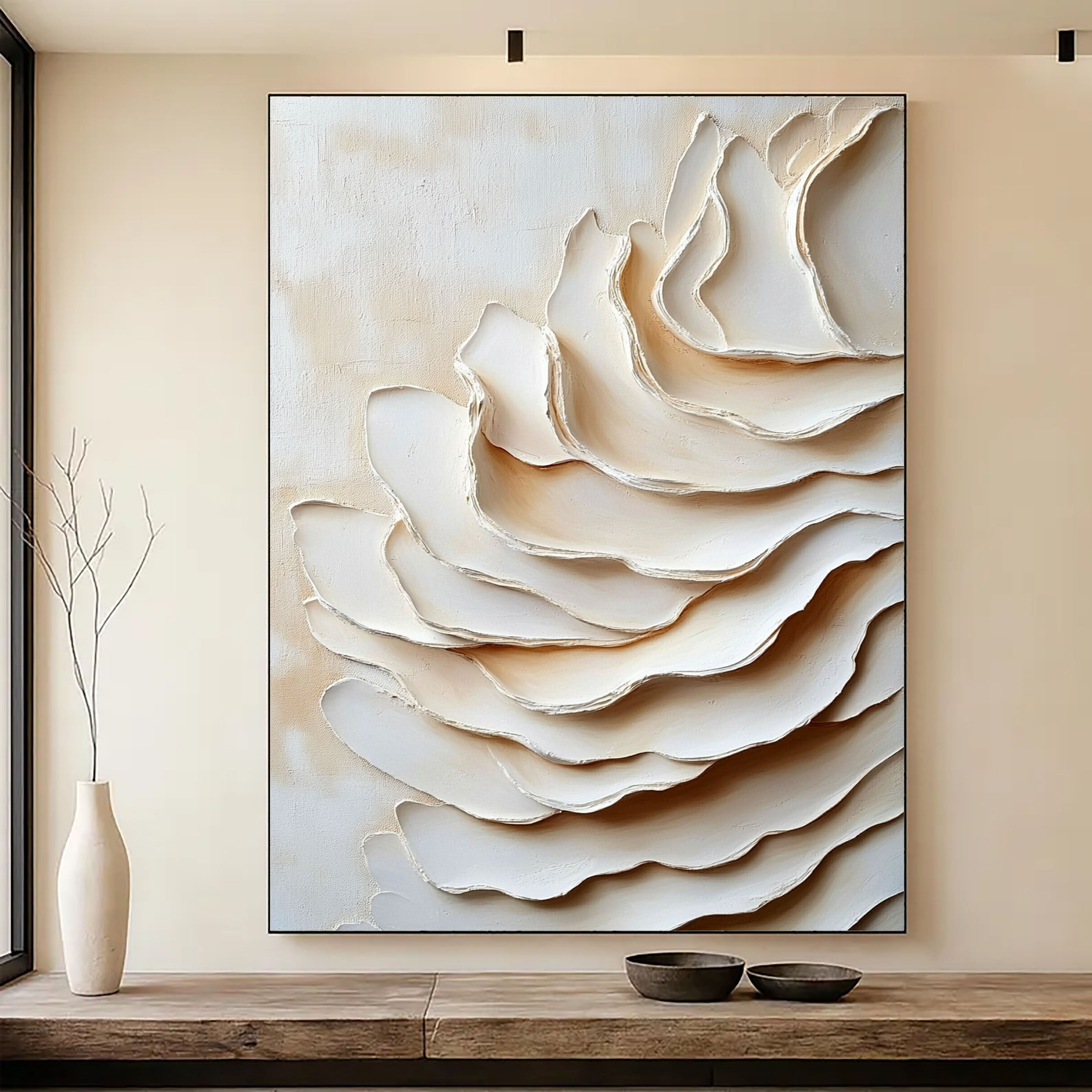 Textured Layered Petals | Creamy Beige