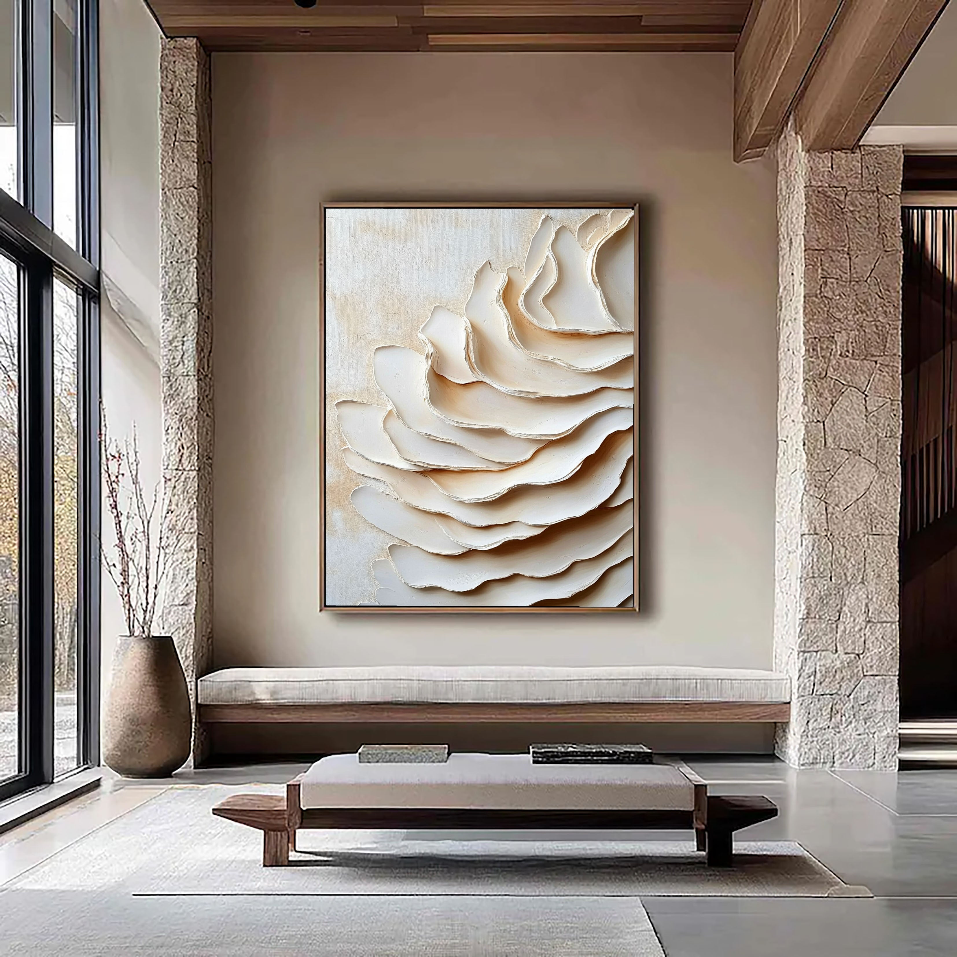 Textured Layered Petals | Creamy Beige