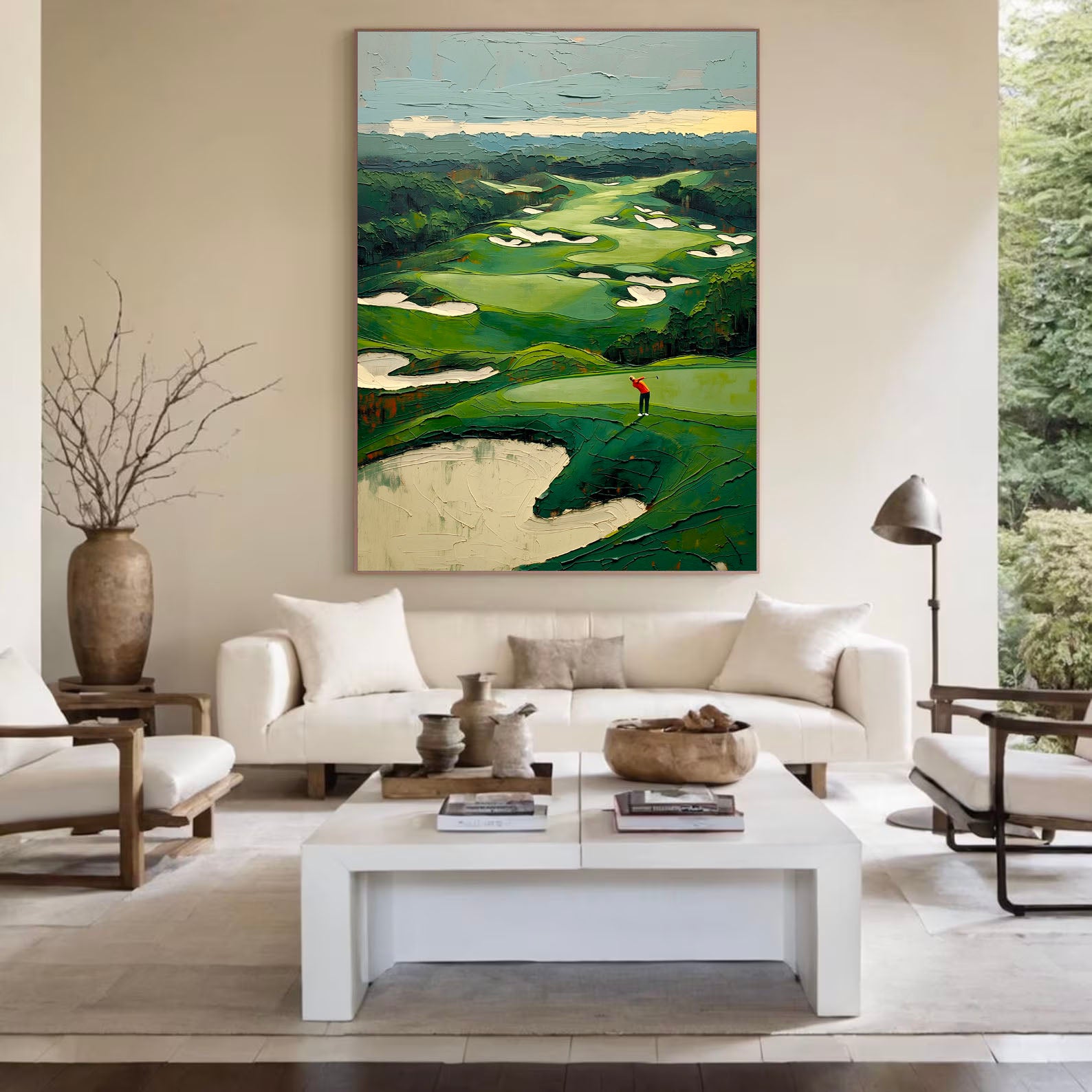 Textured Golf Course | Green Beige