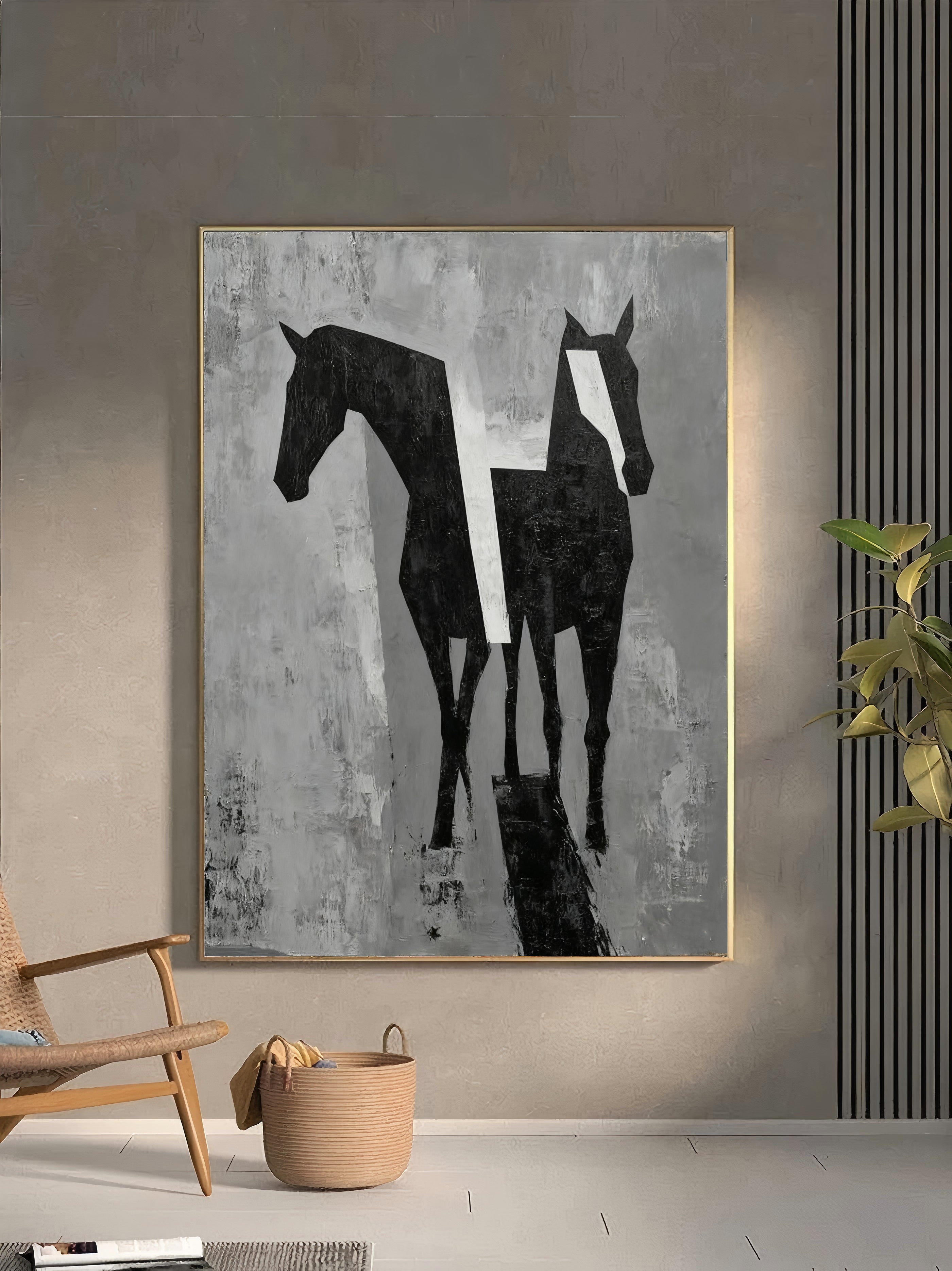 Textured Equine Geometry | Black White
