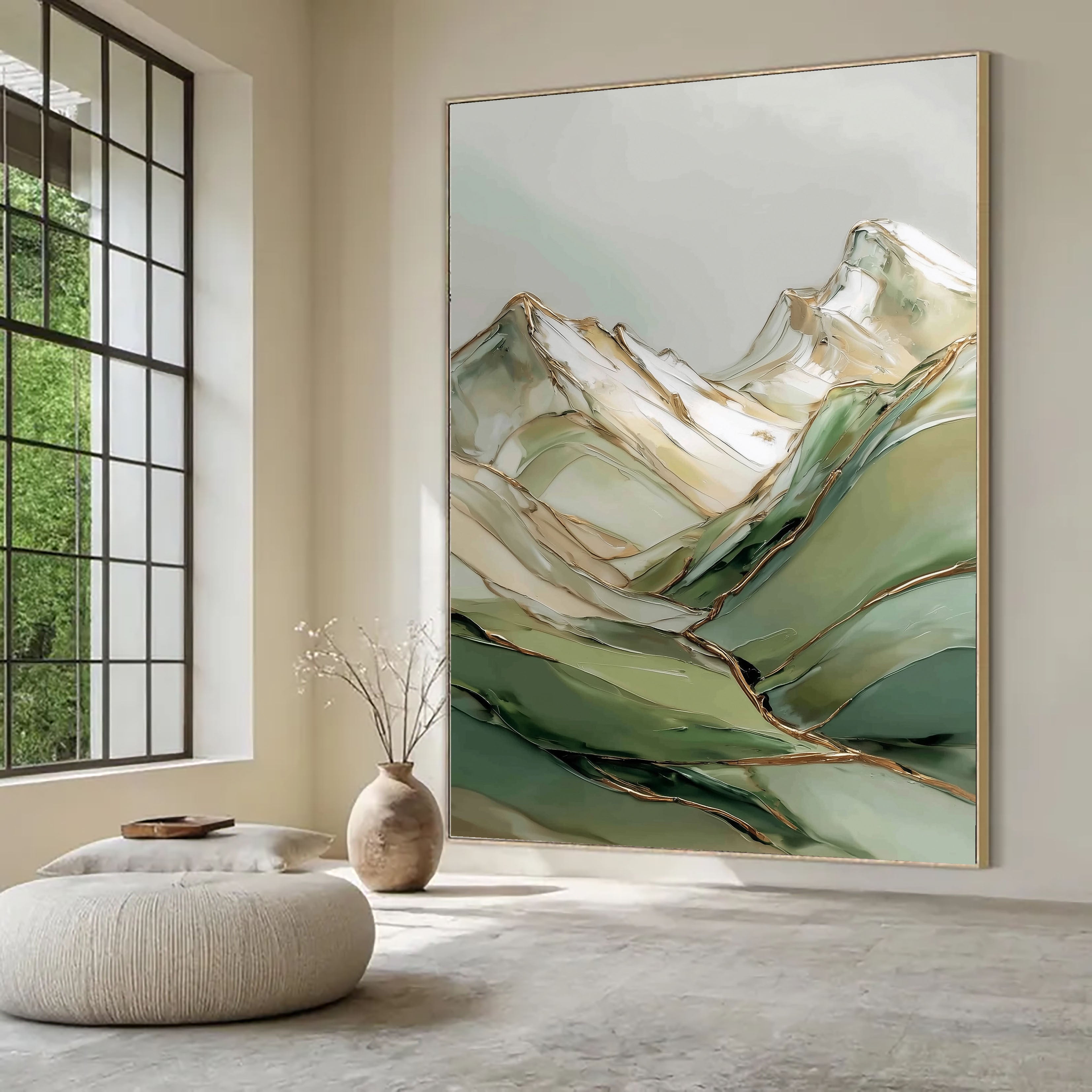 Textured Gilded Peaks | Verdant Mist