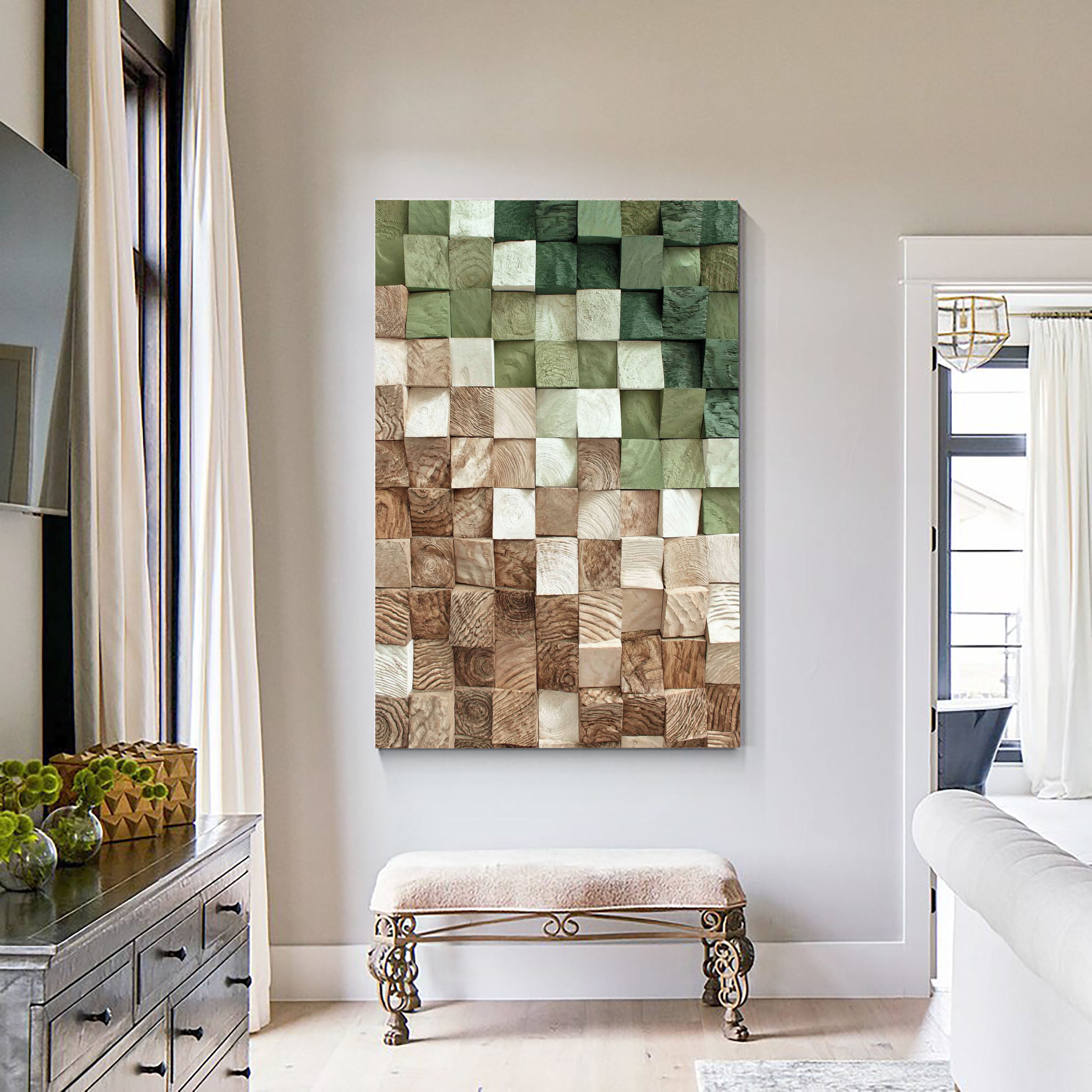 Textured Wooden Mosaic | Forest Tones