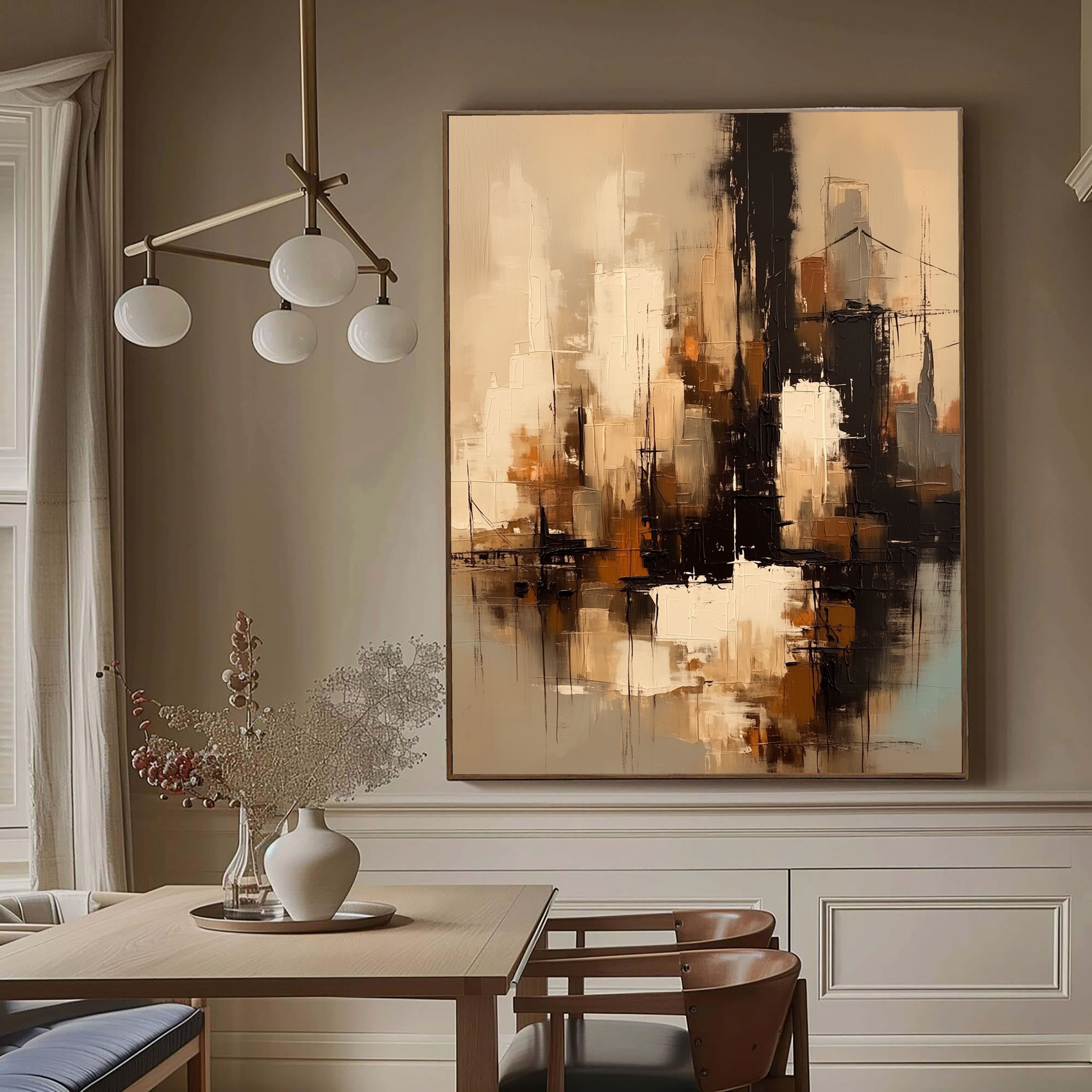 Texturierte Stadtsilhouette | Beige Schwarz