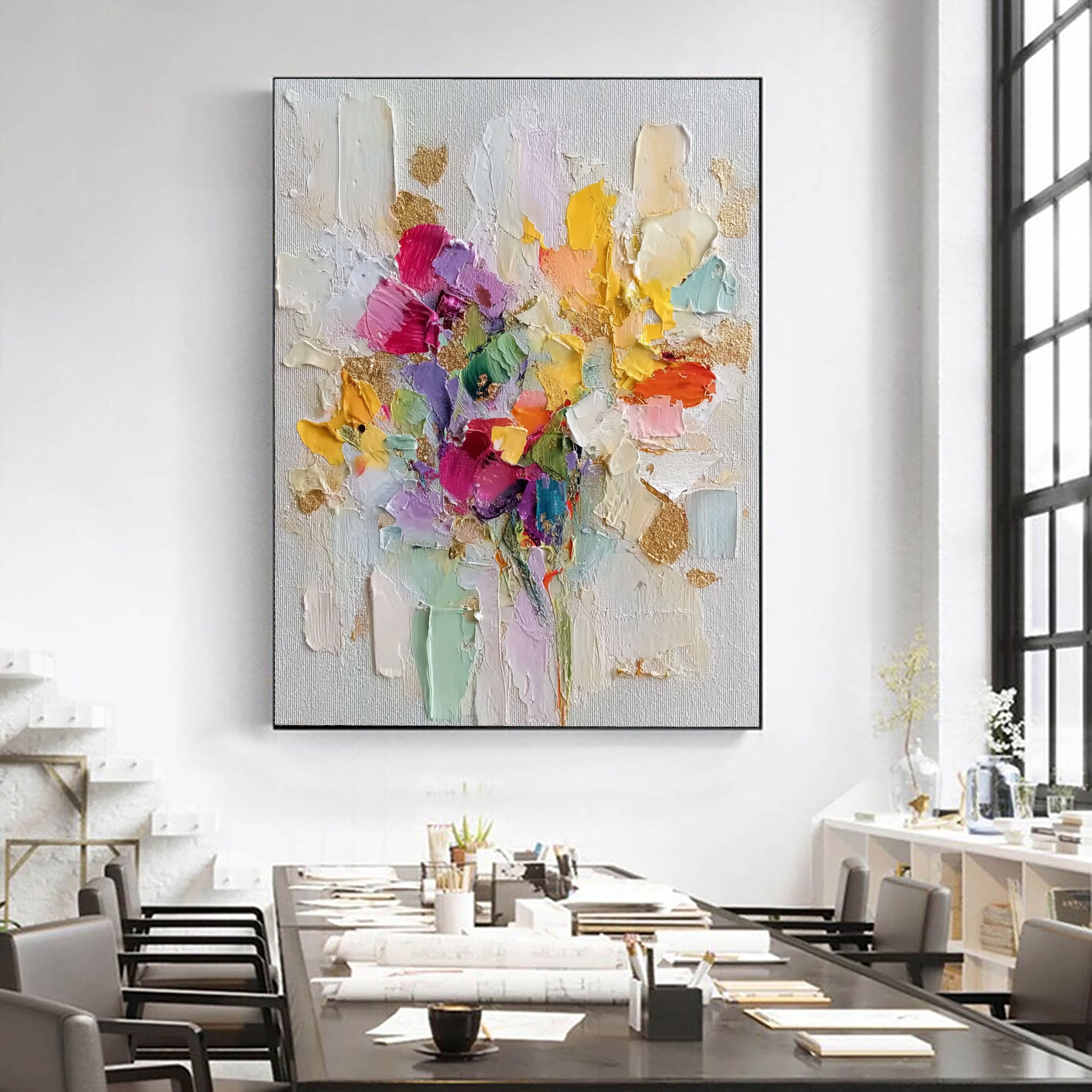 Textured Impasto Blooms | Gilded Hues