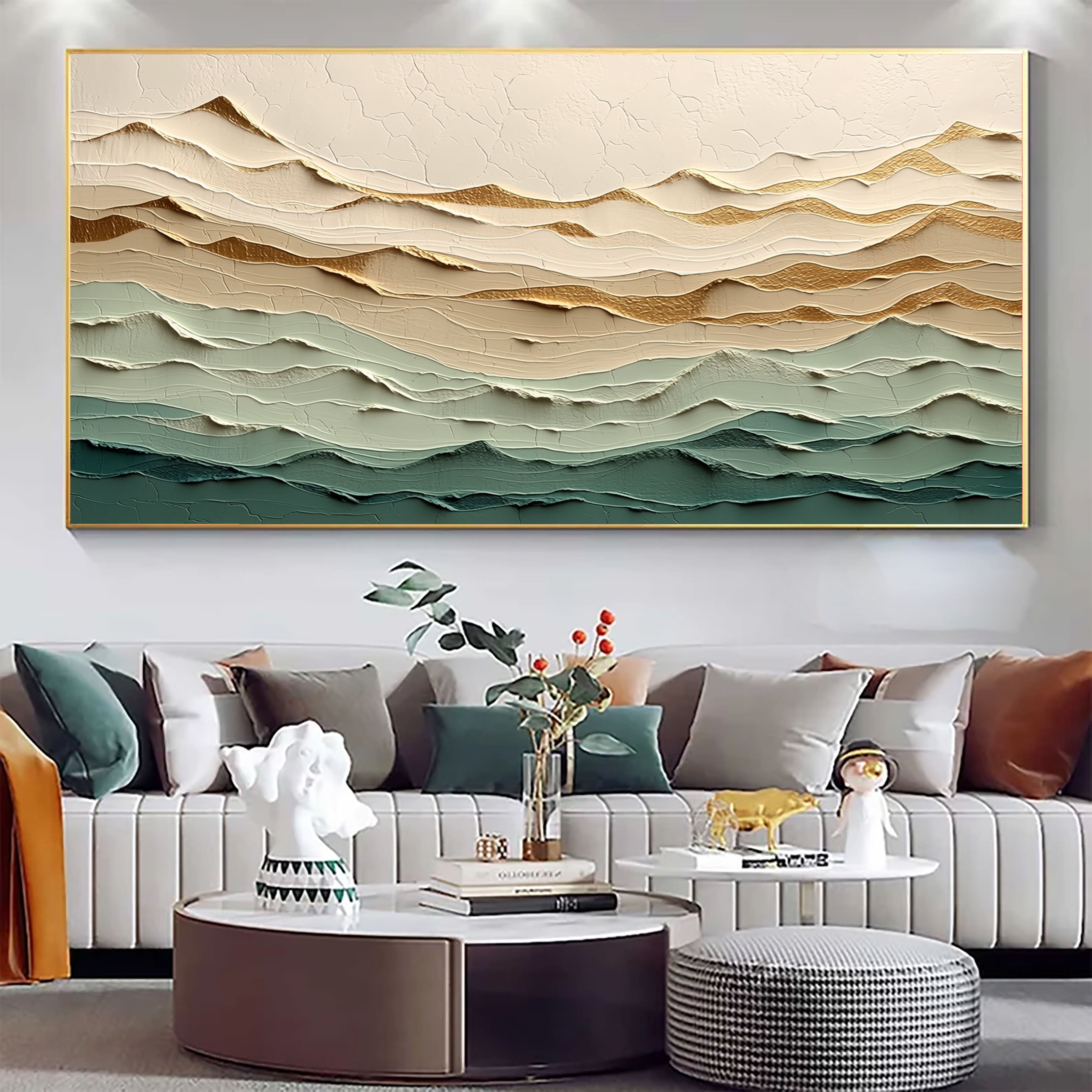 Textured Mountain Layers | Gold Teal