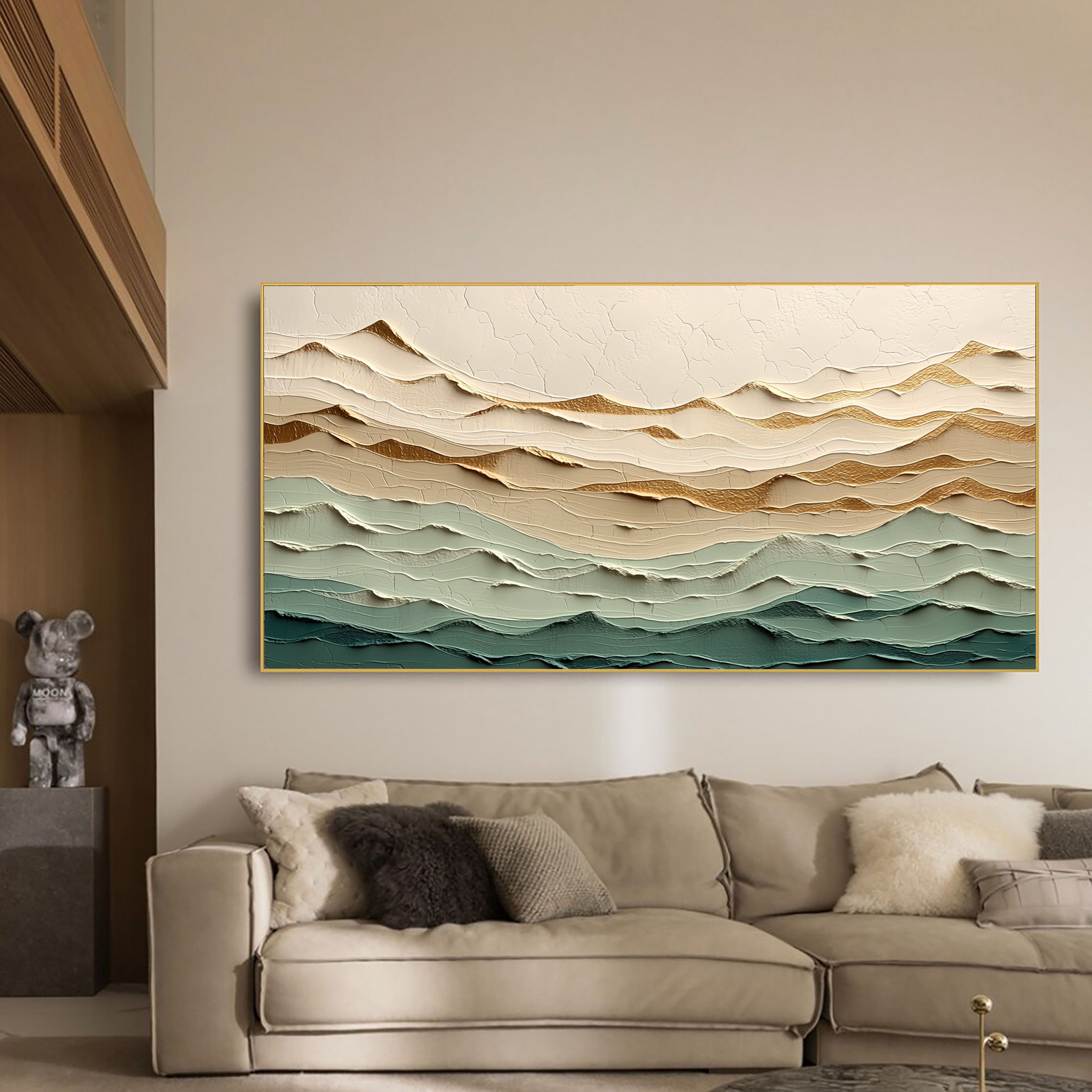 Textured Mountain Layers | Gold Teal