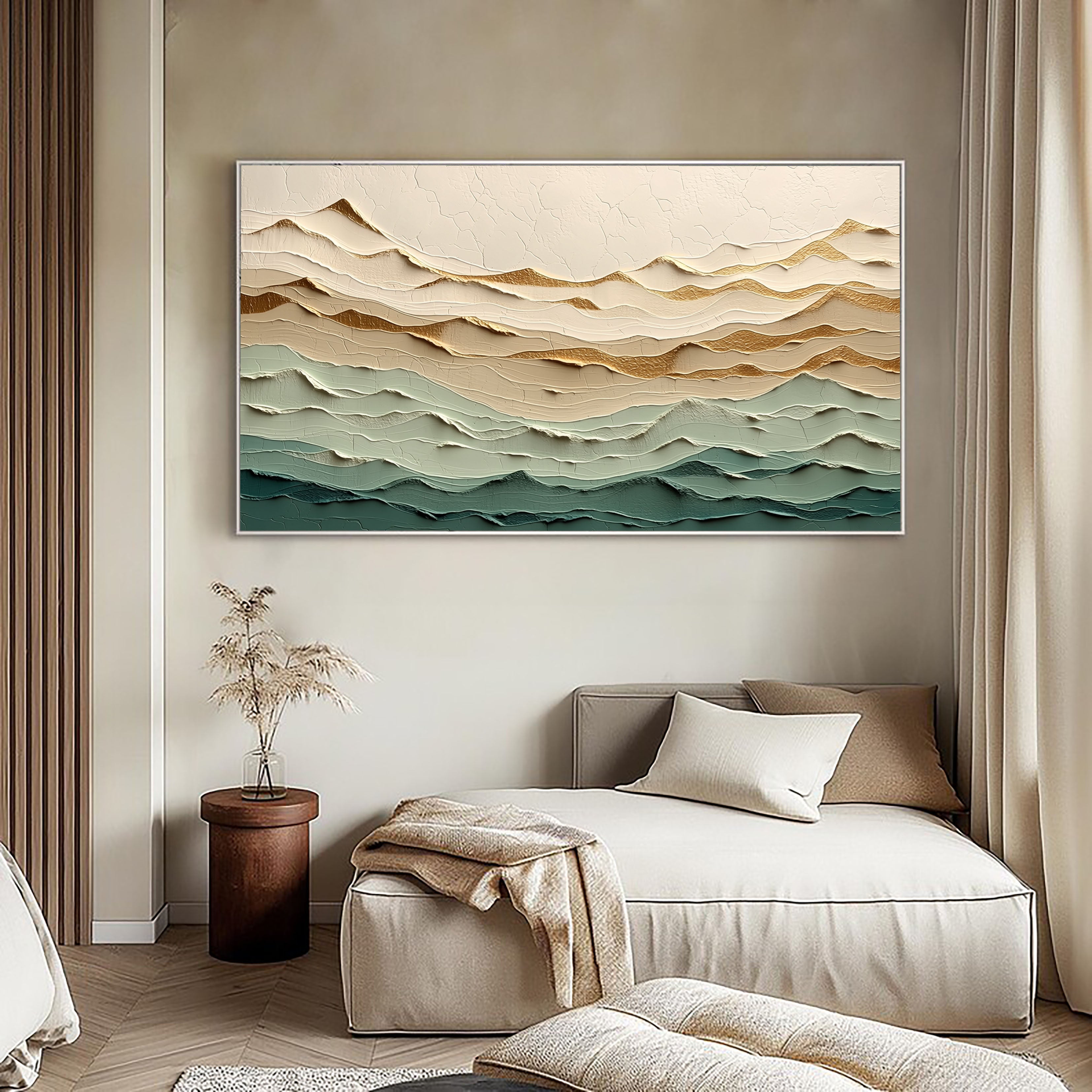 Textured Mountain Layers | Gold Teal