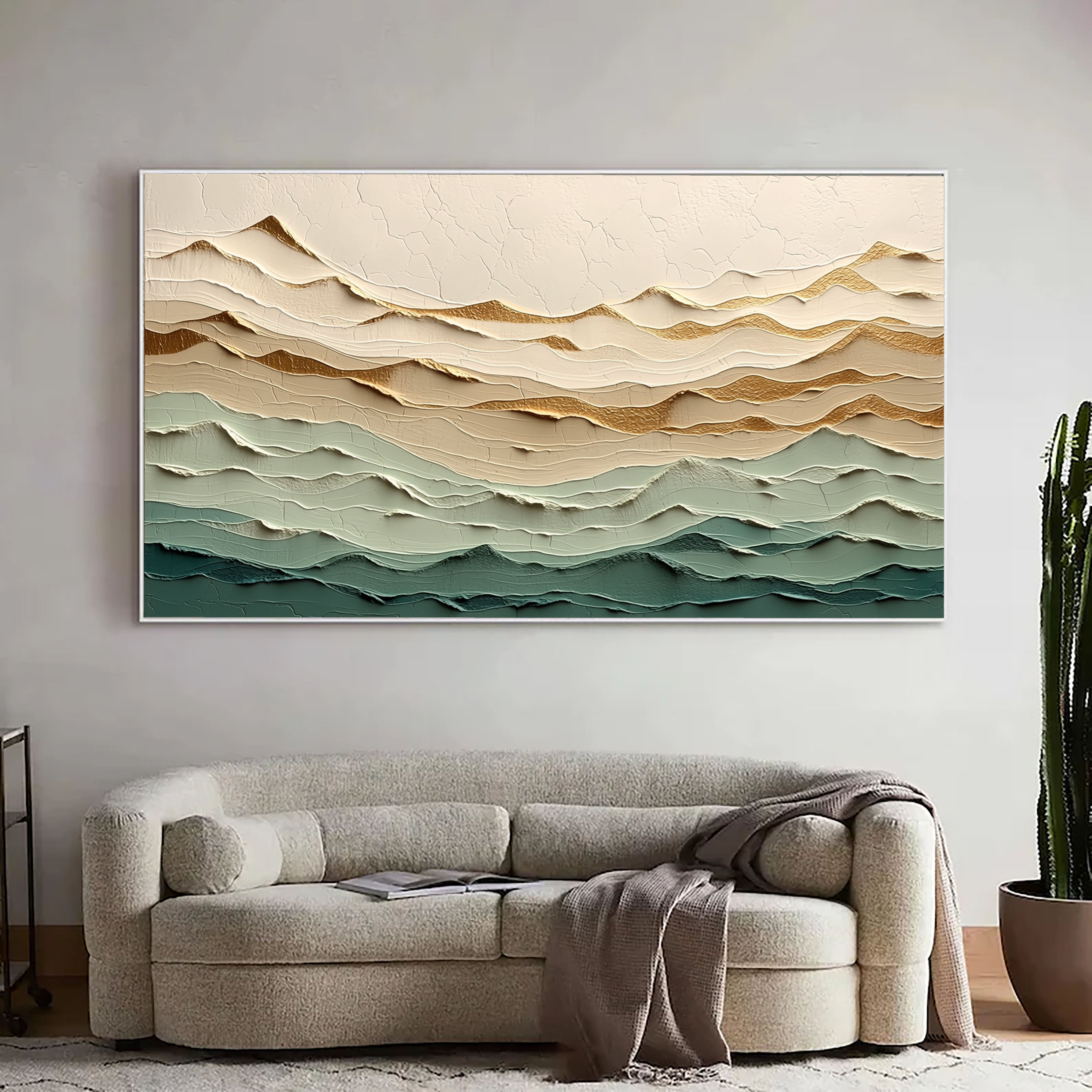 Textured Mountain Layers | Gold Teal