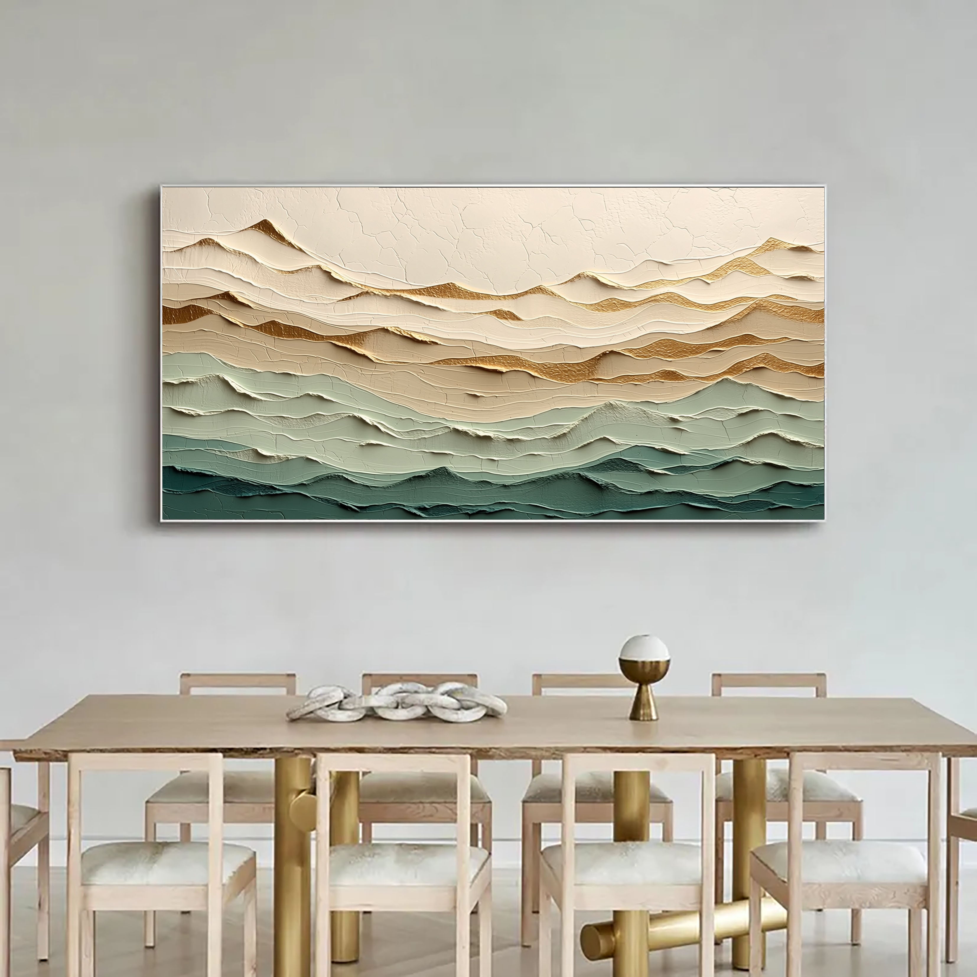 Textured Mountain Layers | Gold Teal