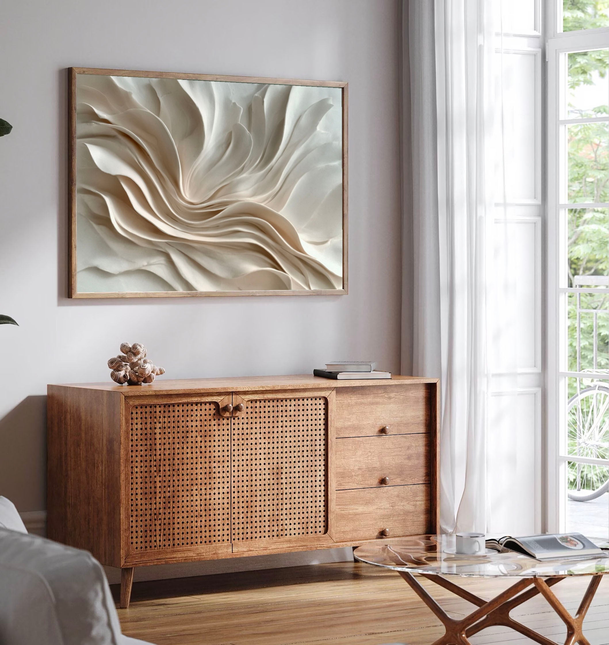 Textured Fluid Petals | Ivory Cream