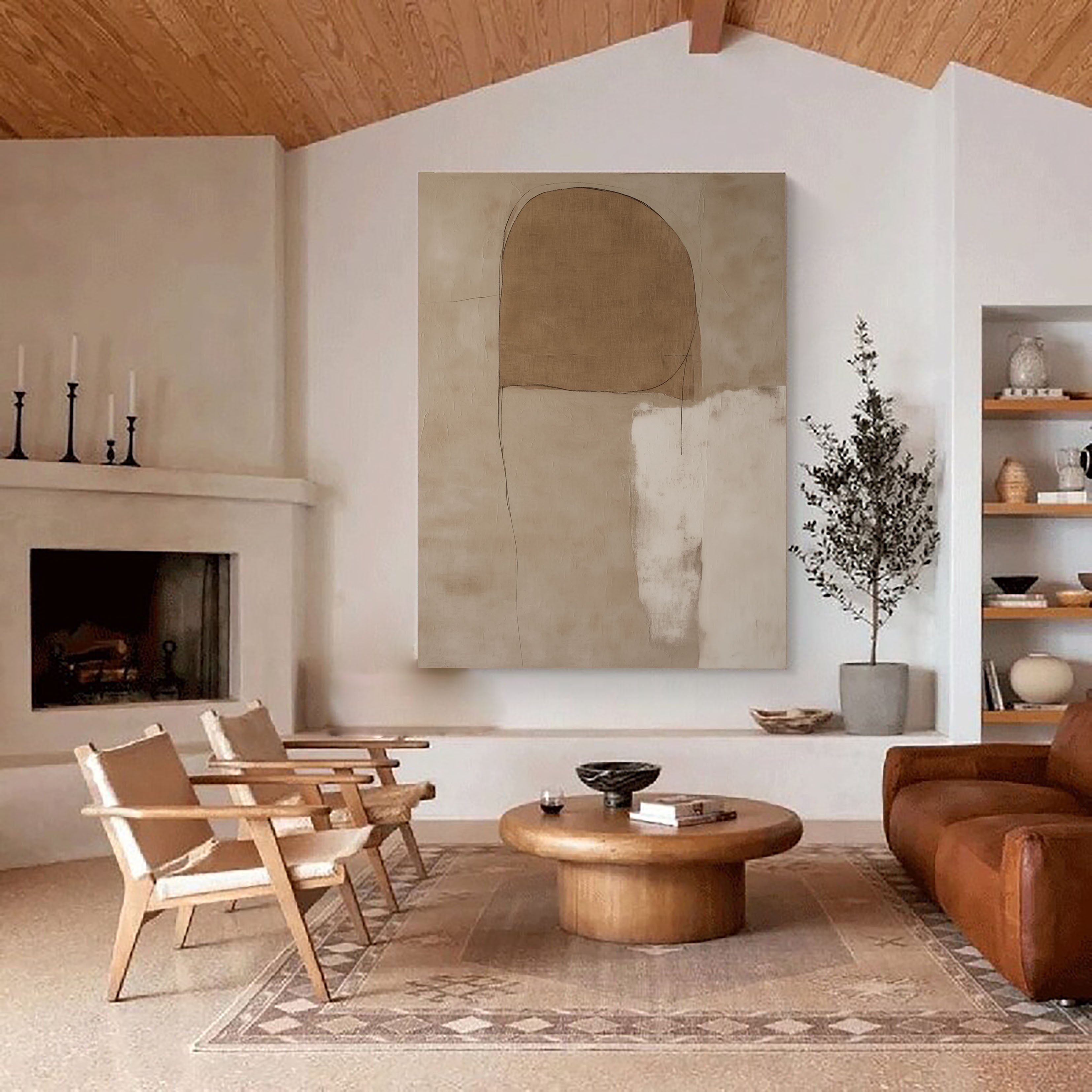 Textured Minimal Forms | Beige White