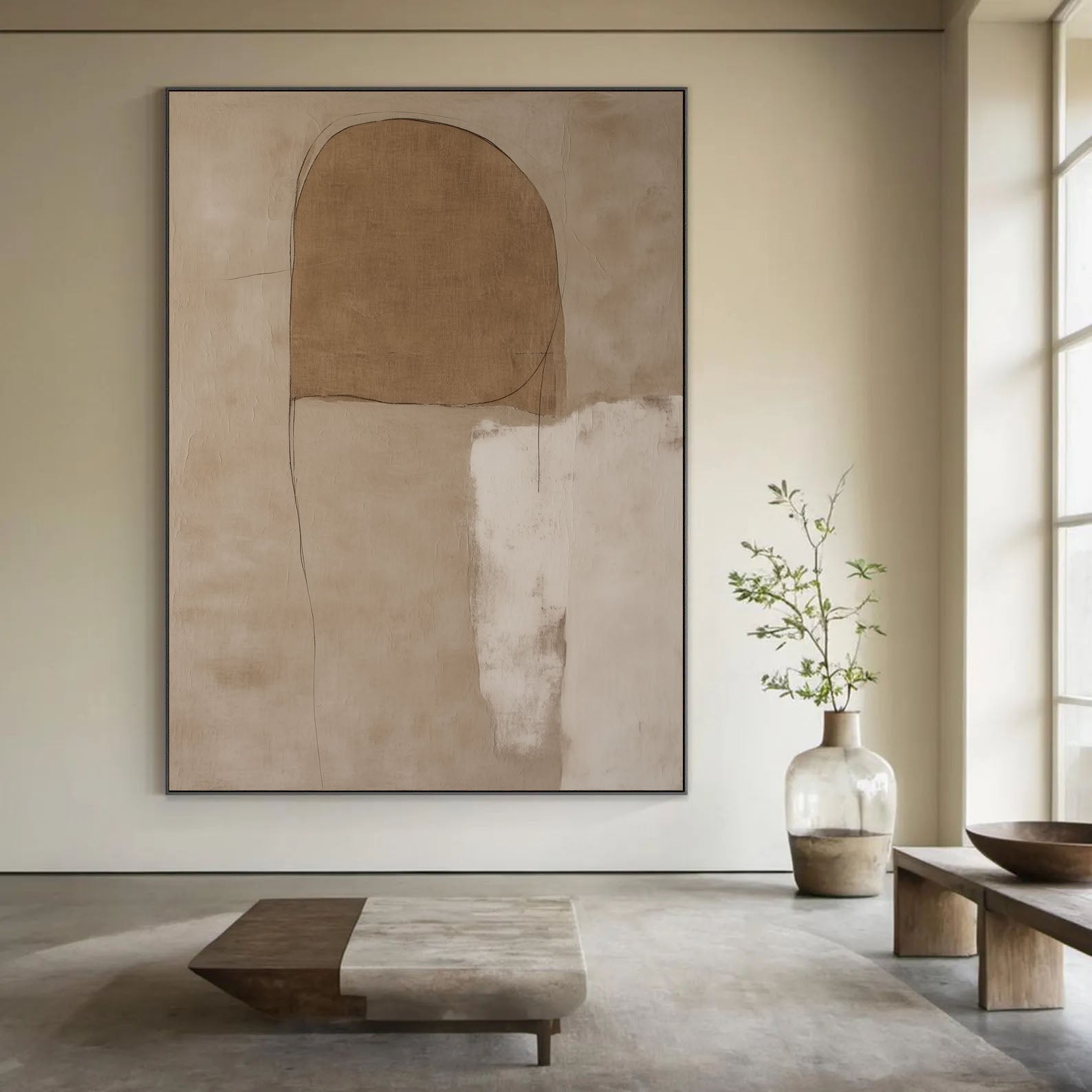 Textured Minimal Forms | Beige White