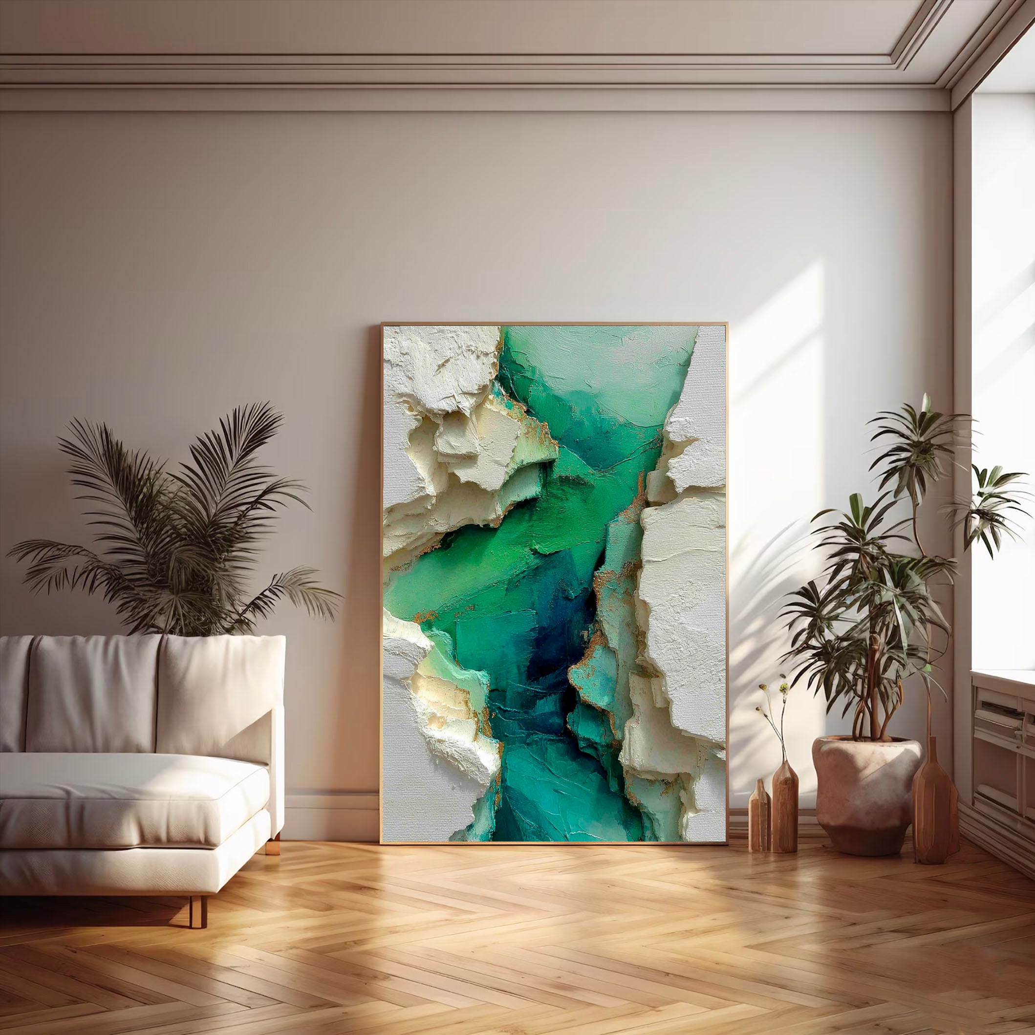 Textured Fractured Veins | Emerald Gilded