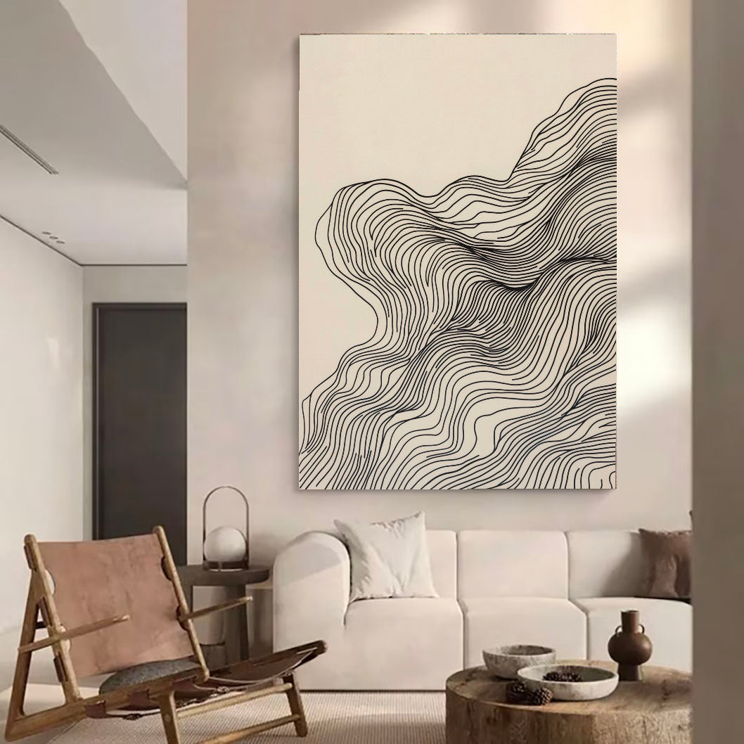 Flowing Line Minimalism | Beige Swirls