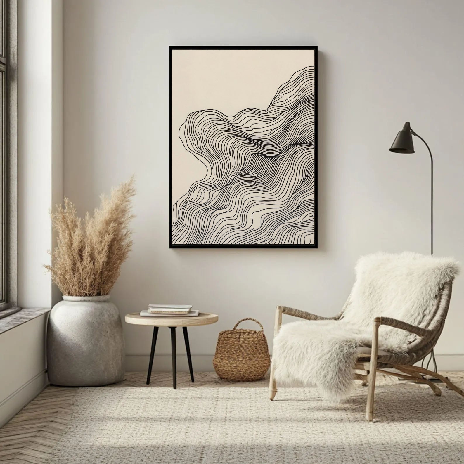 Flowing Line Minimalism | Beige Swirls