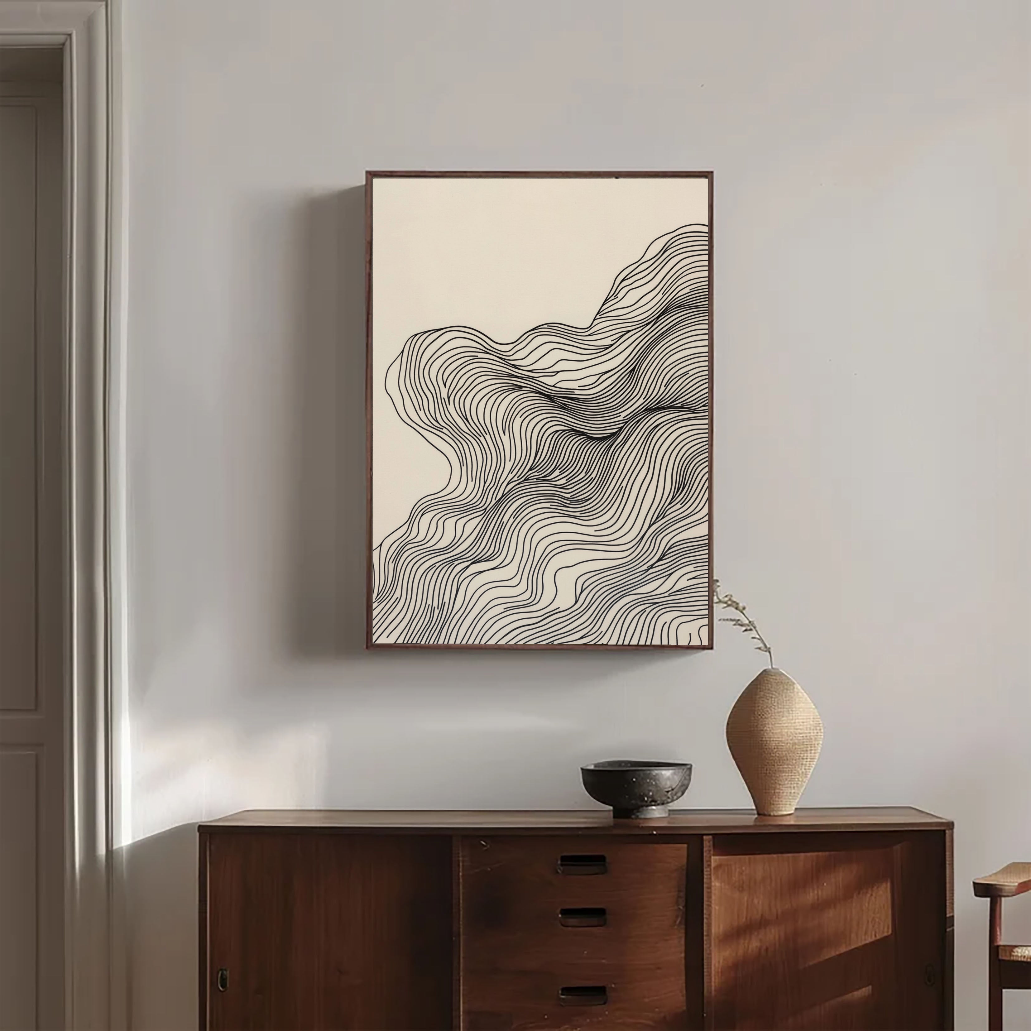 Flowing Line Minimalism | Beige Swirls