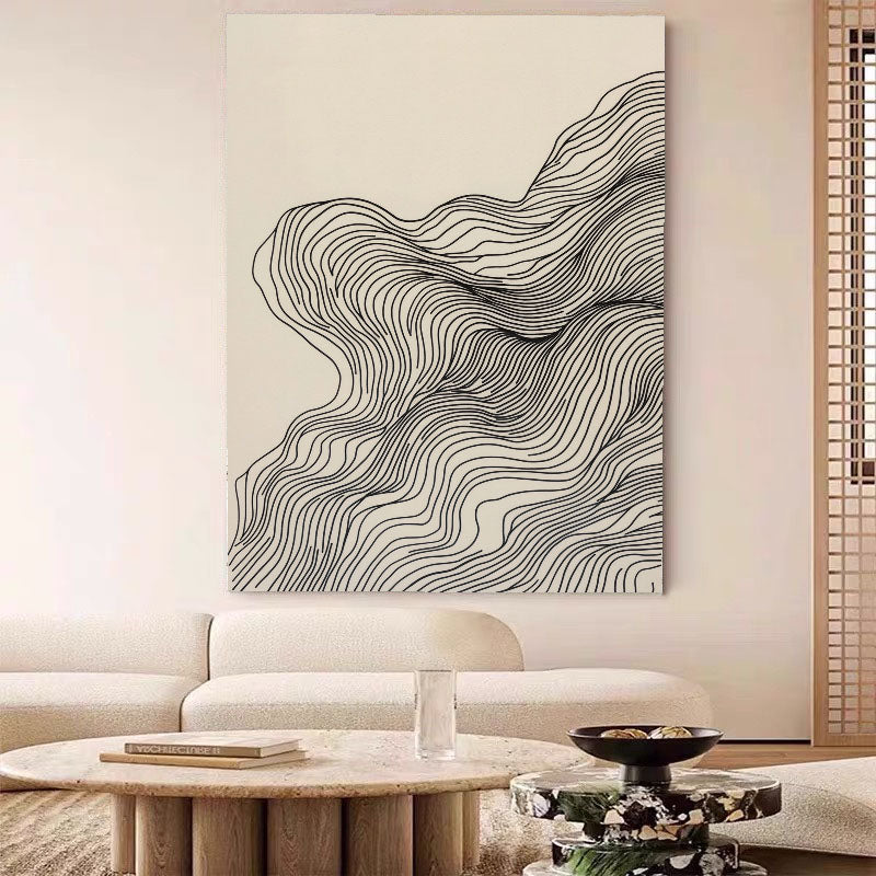 Flowing Line Minimalism | Beige Swirls