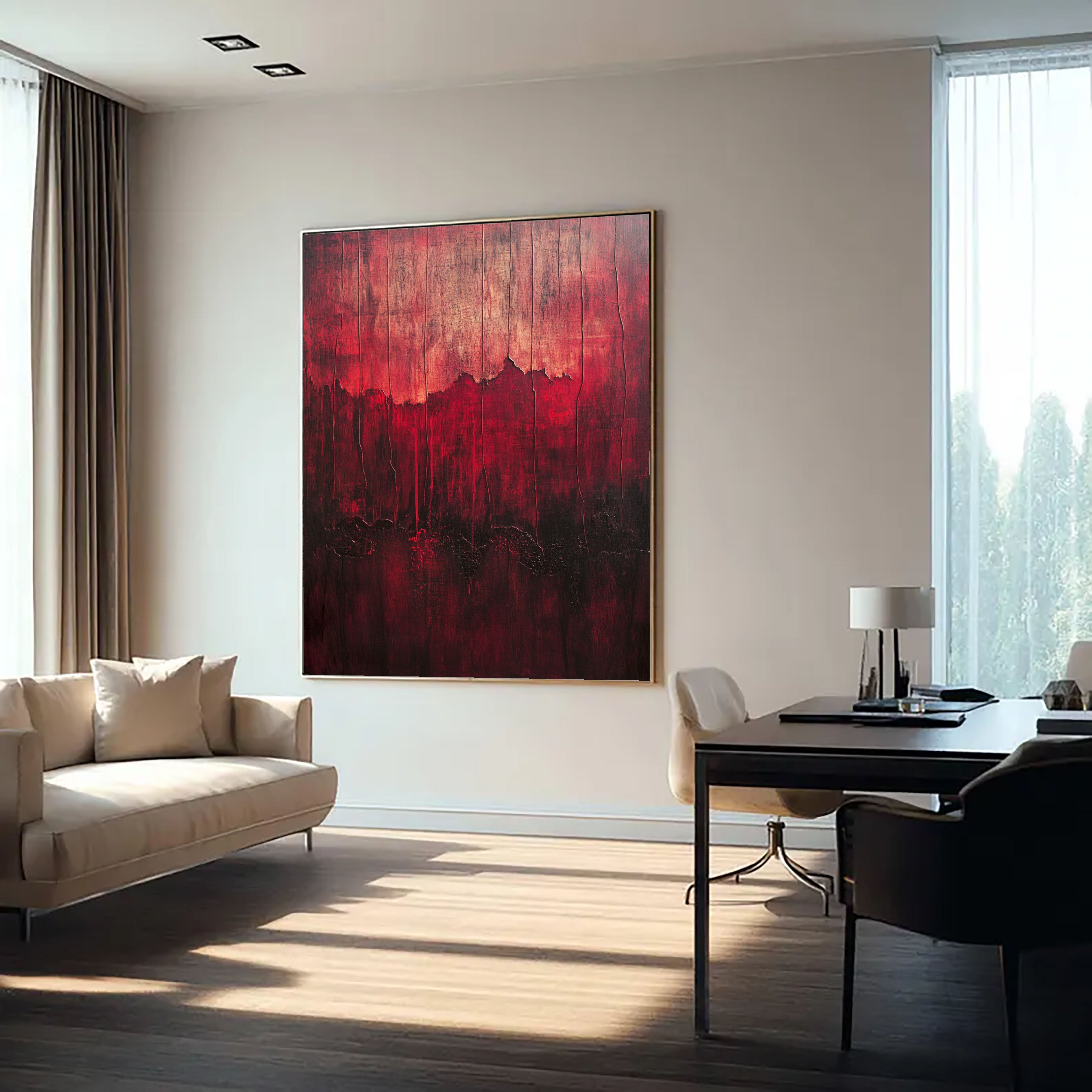 Textured Crimson Stratification | Earthy Crackle
