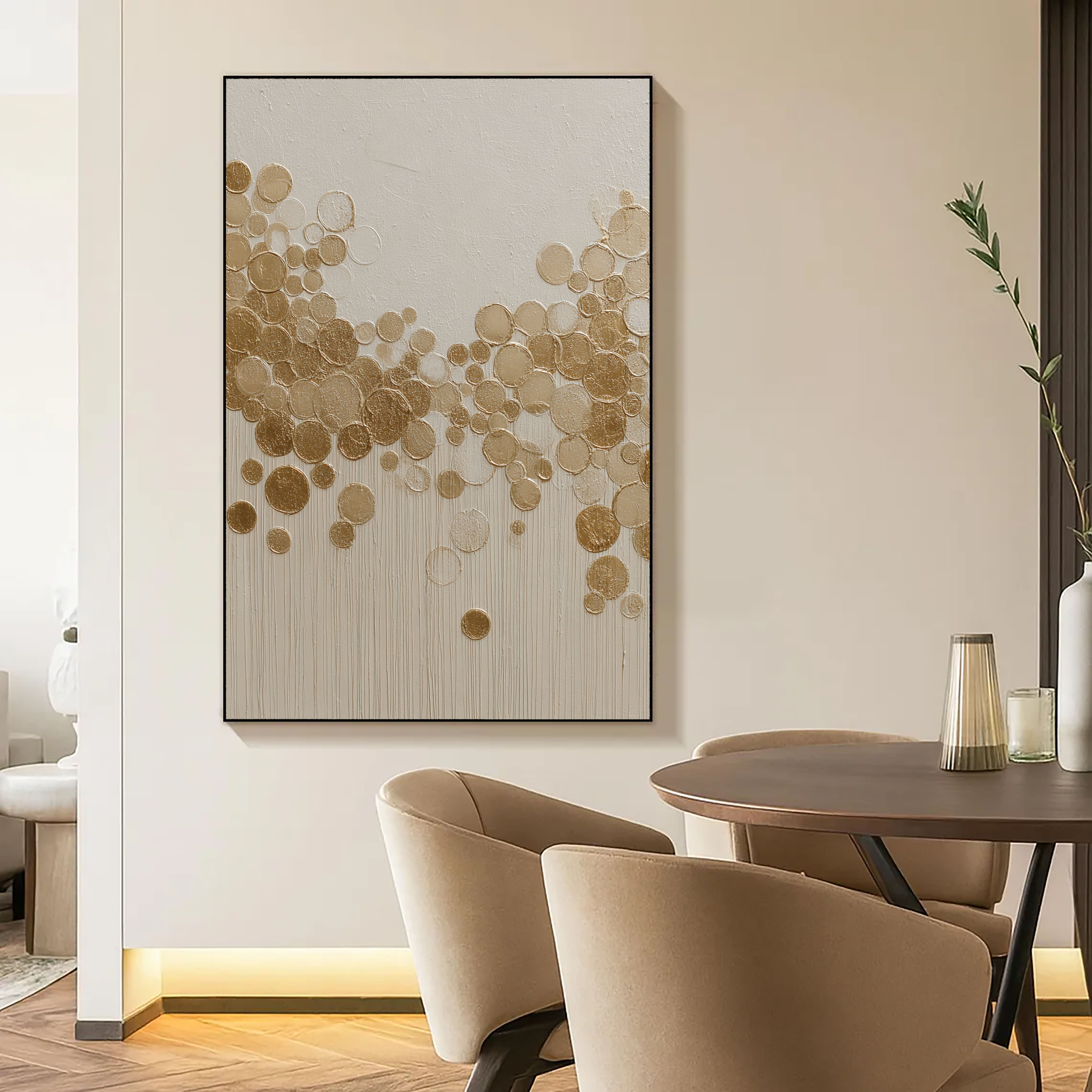 Textured Gilded Bubbles | Cream Canvas