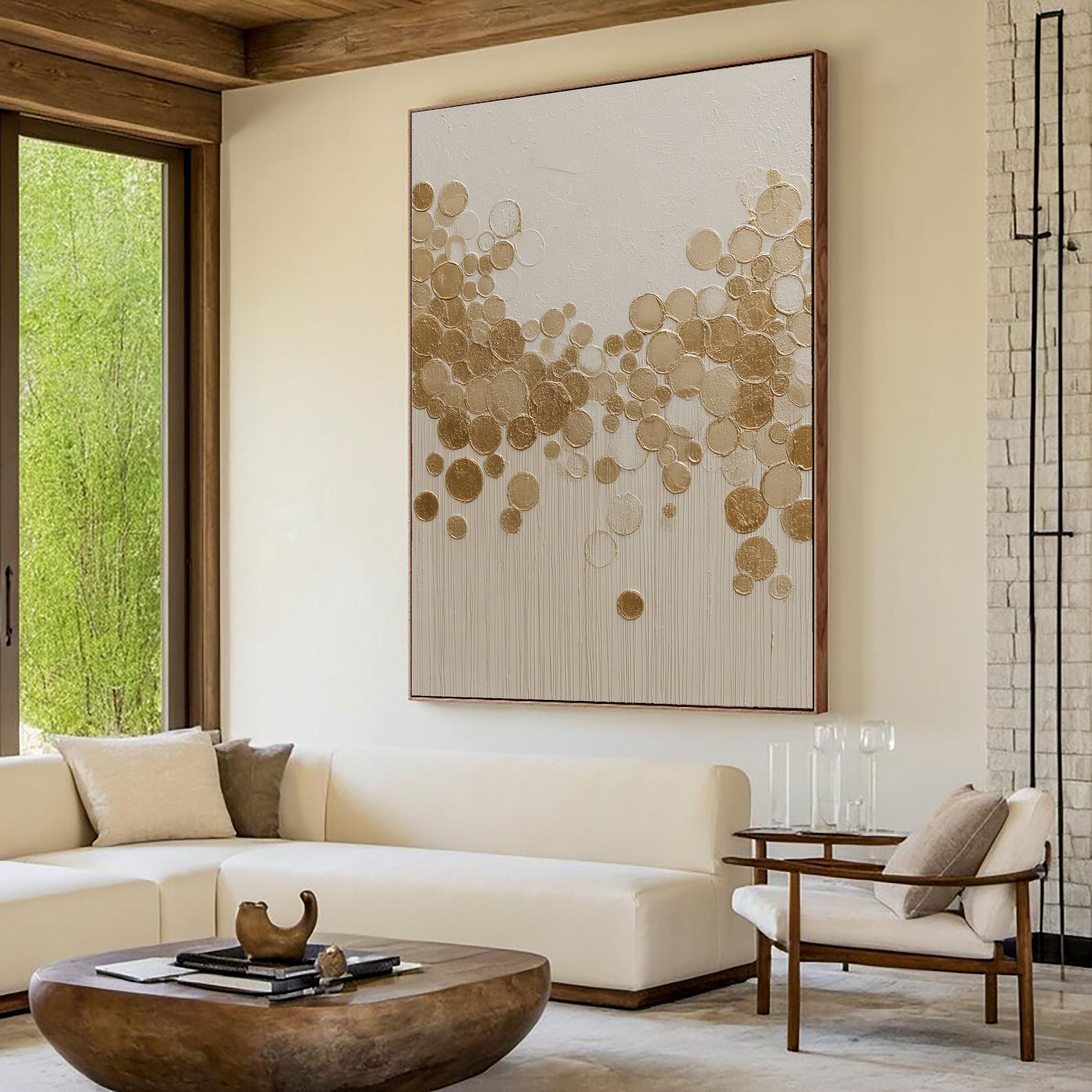 Textured Gilded Bubbles | Cream Canvas