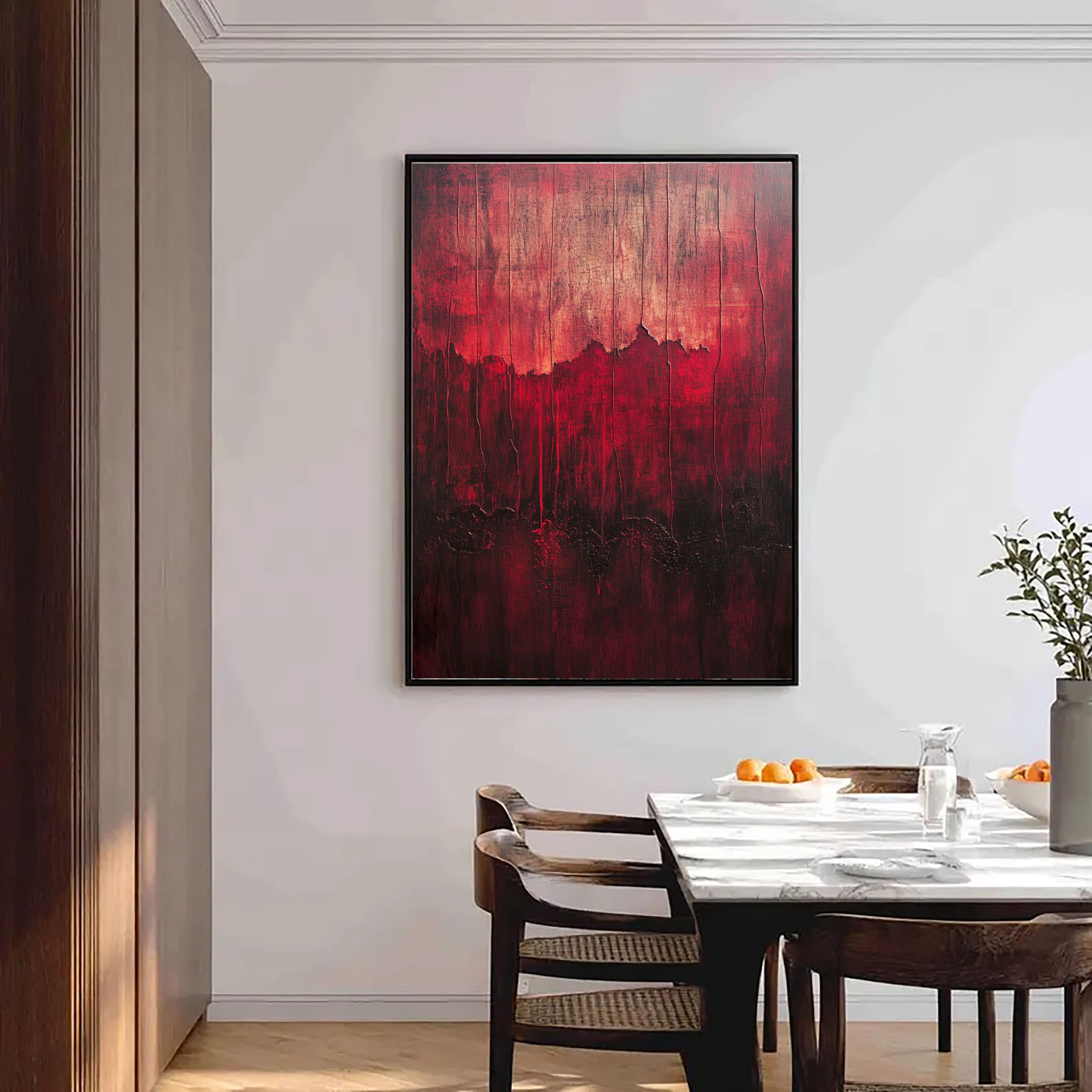 Textured Crimson Stratification | Earthy Crackle