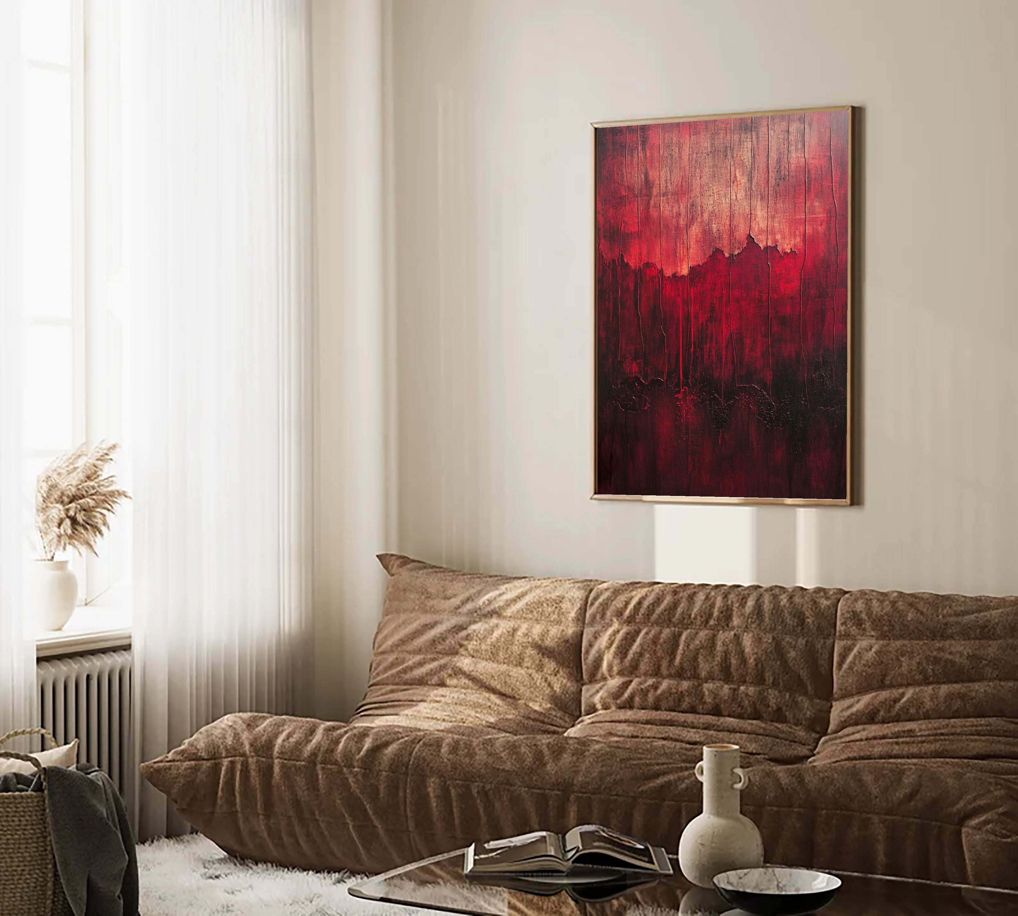 Textured Crimson Stratification | Earthy Crackle