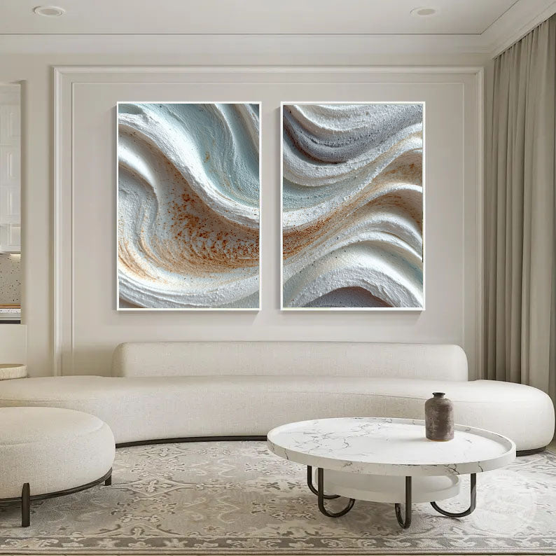 Textured Abstract Waves | Sand Blue