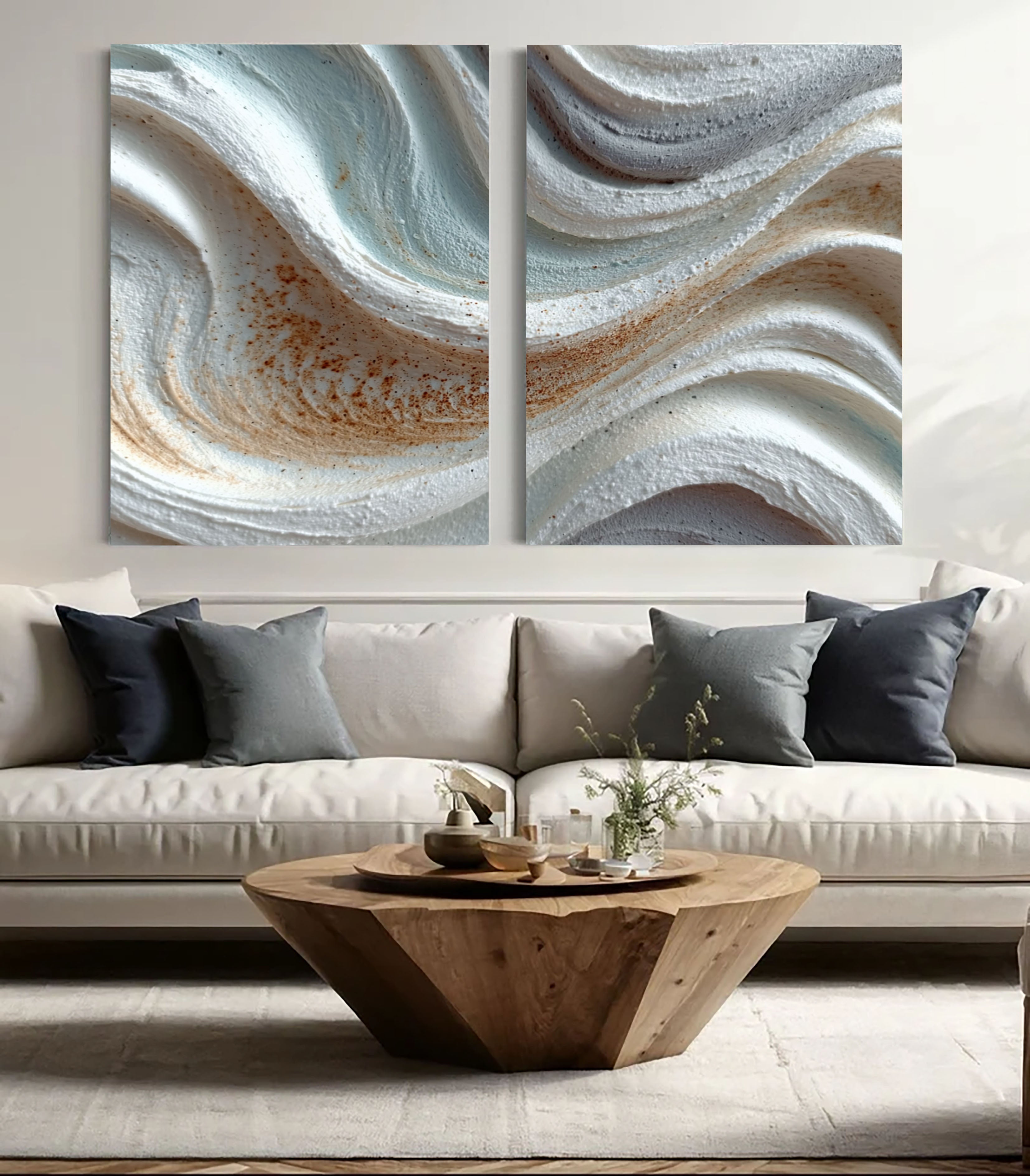 Textured Abstract Waves | Sand Blue