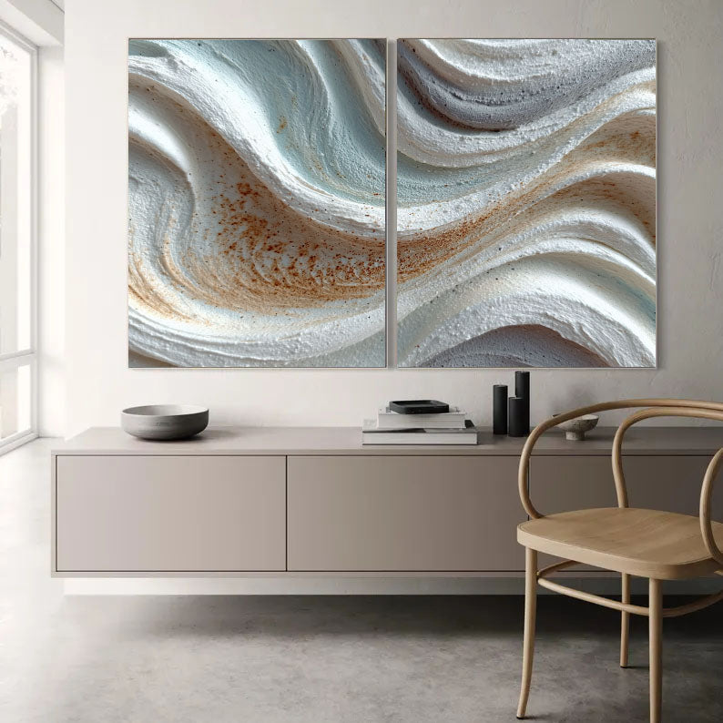 Textured Abstract Waves | Sand Blue