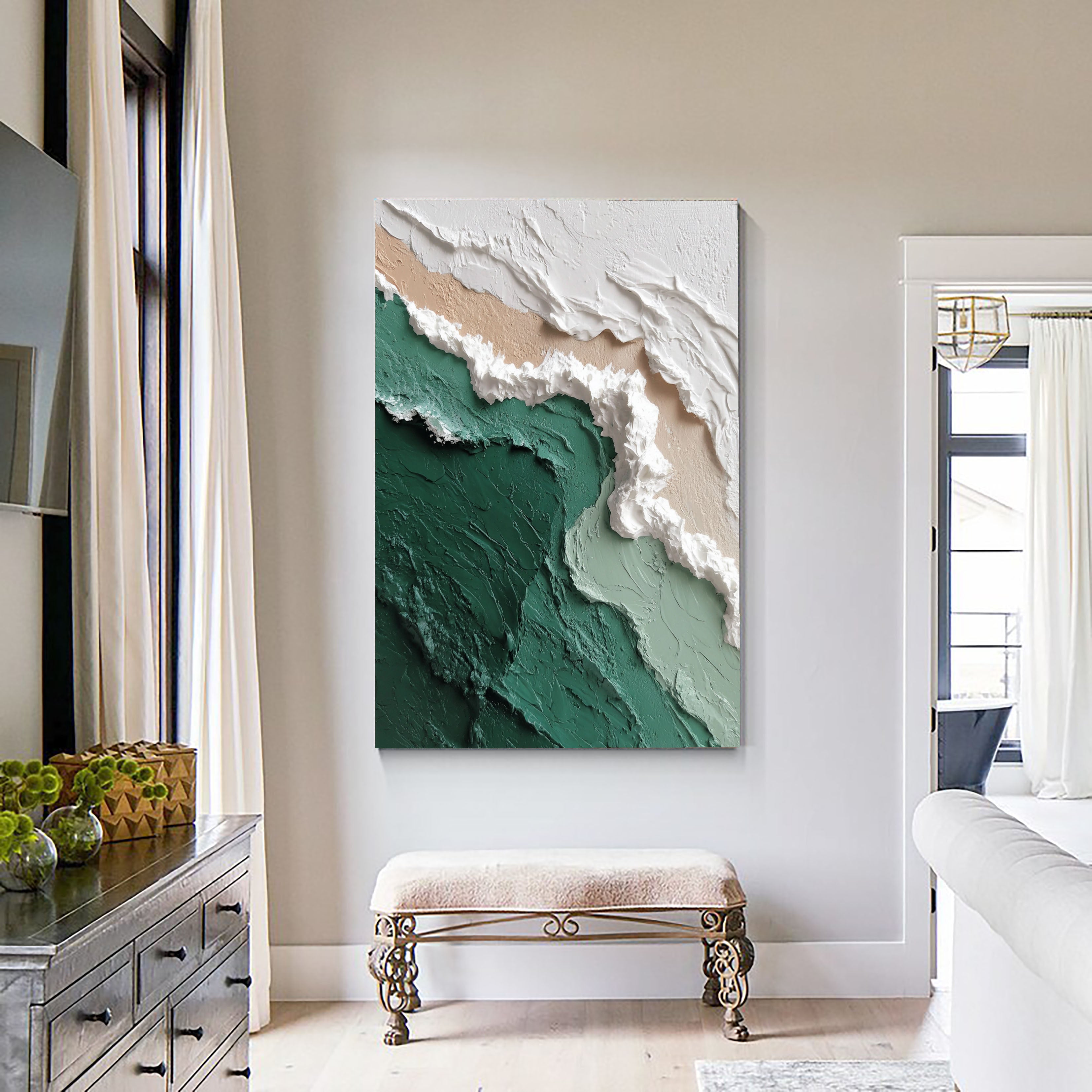 Textured Coastal Waves | Emerald Foam