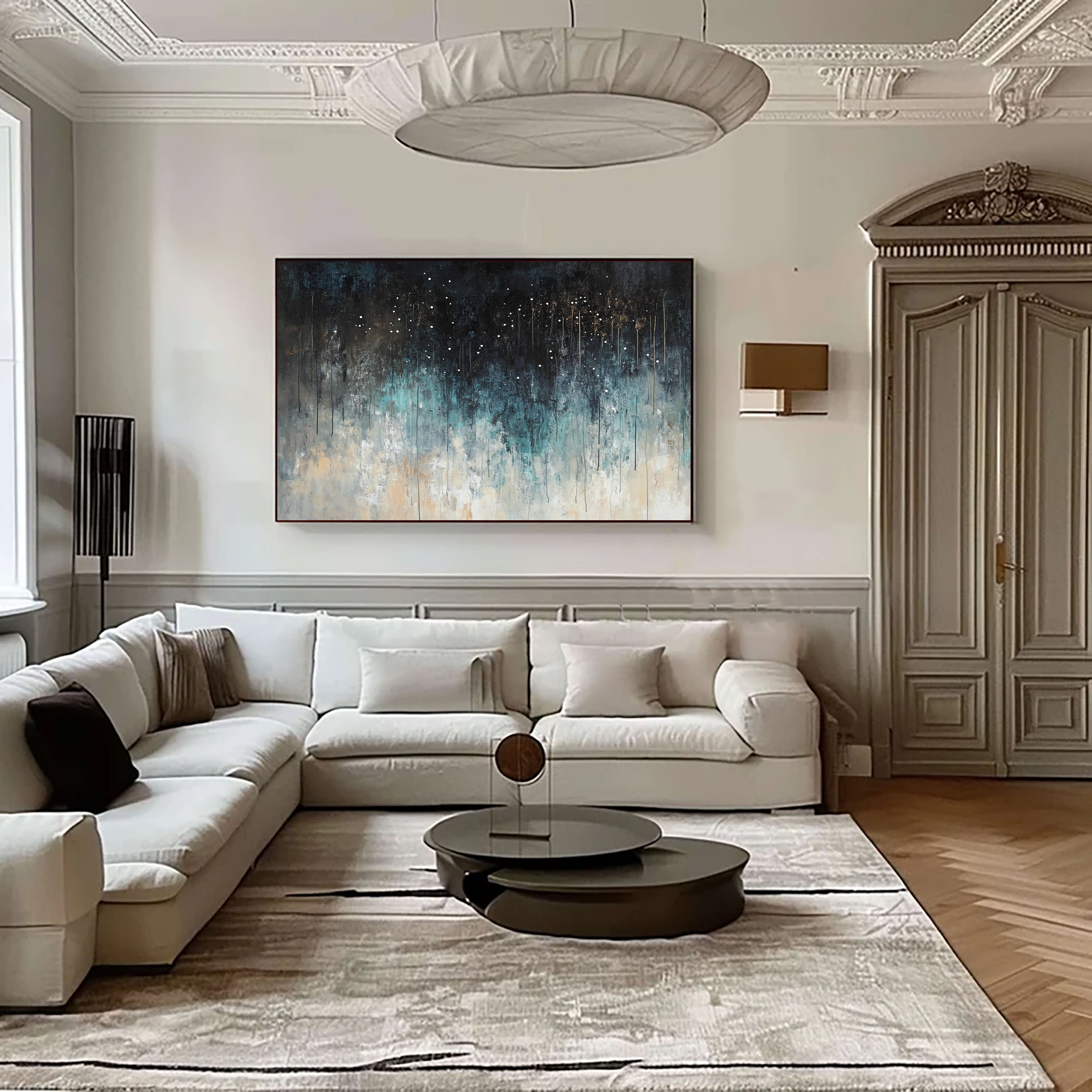 Textured Nebulous Teal | Gilded Stars