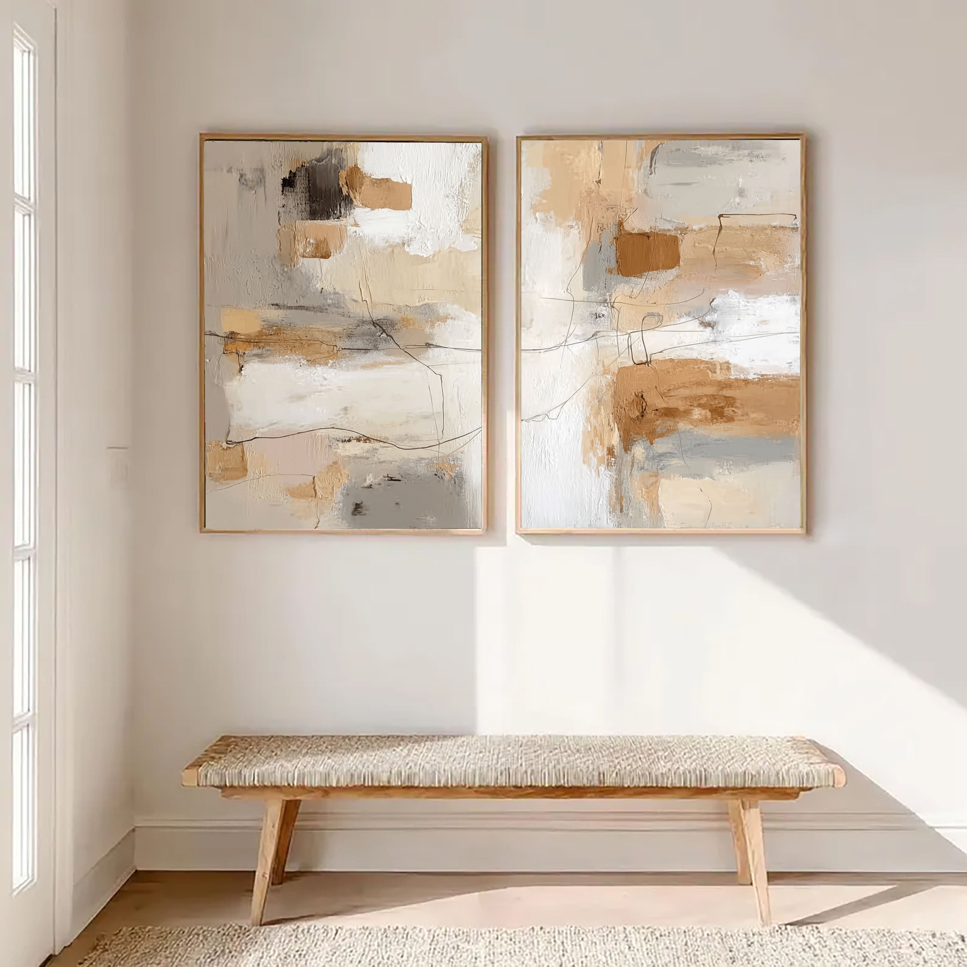 Textured Abstract Harmony | Beige Grey